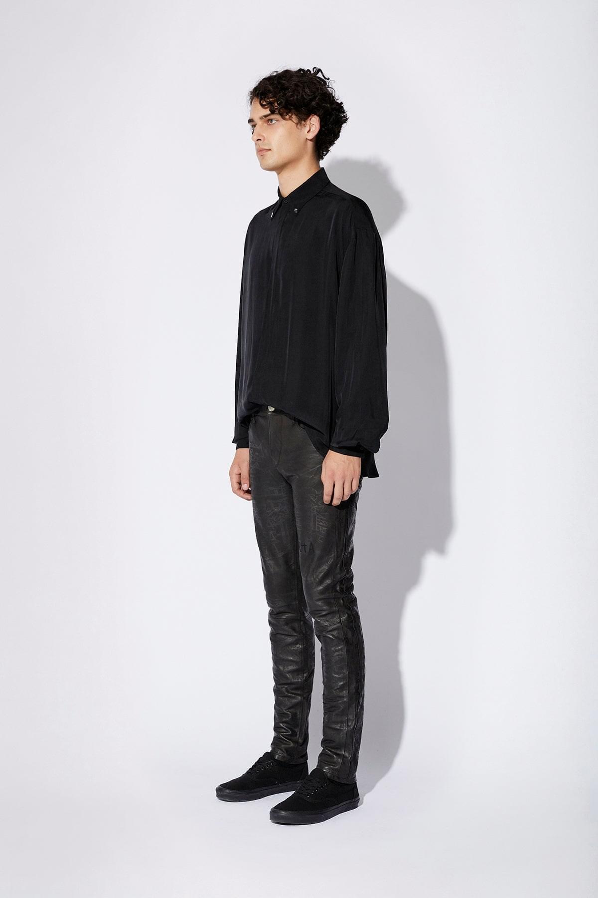AKIO LEATHER PANT | BLACK PORCELAIN