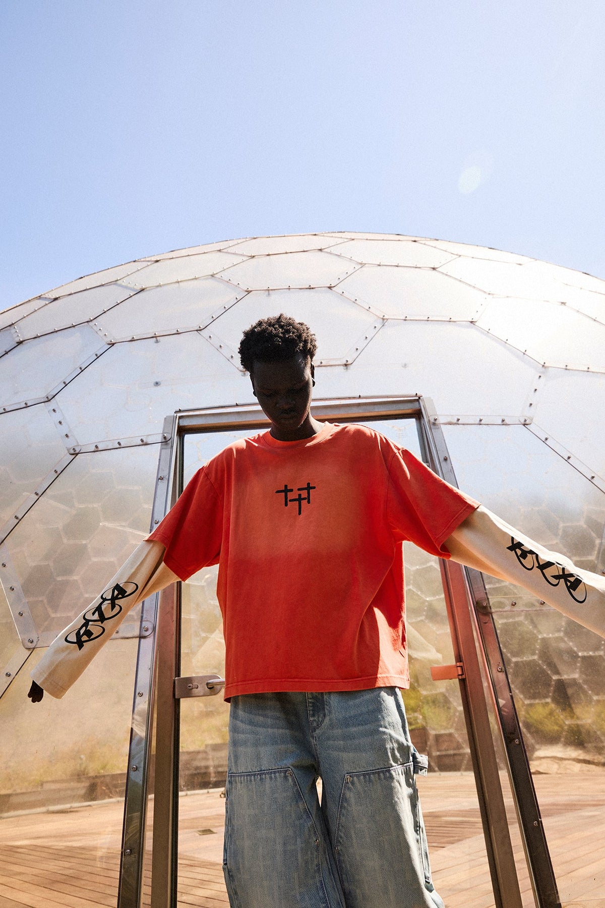 LORIS DOUBLE LAYERED LONG SLEEVE TEE | ORANGE PLANETARY RTA