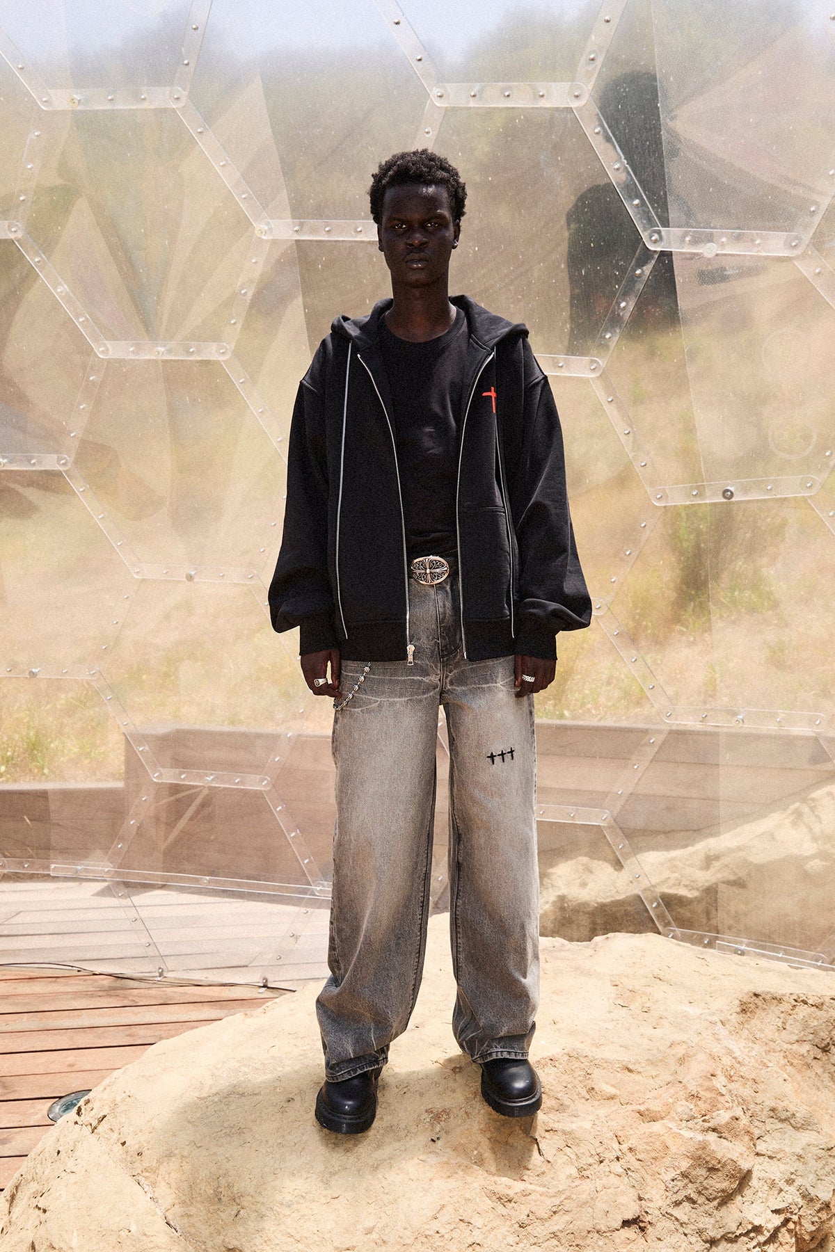 FRANCO WIDE LEG JEAN | IRON HAZE CROSS TRIAD