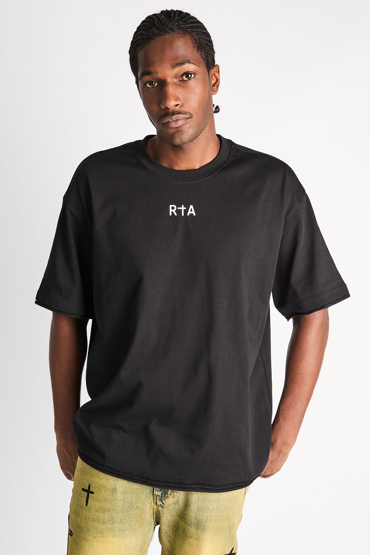 ELIAN DOUBLE LAYERED TEE | BLACK RTA FLAG