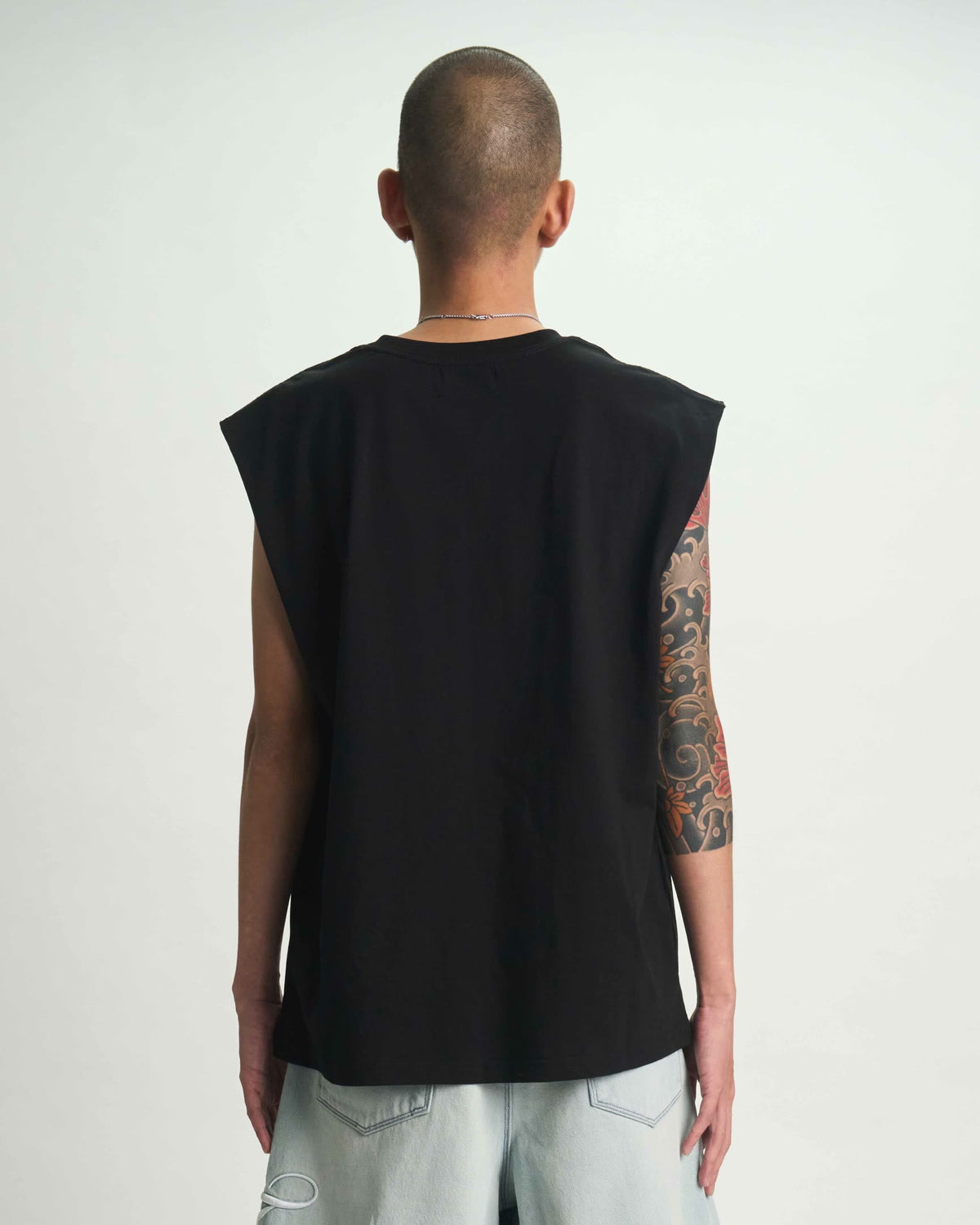 TERRY MUSCLE TEE | BLACK CURSIVE