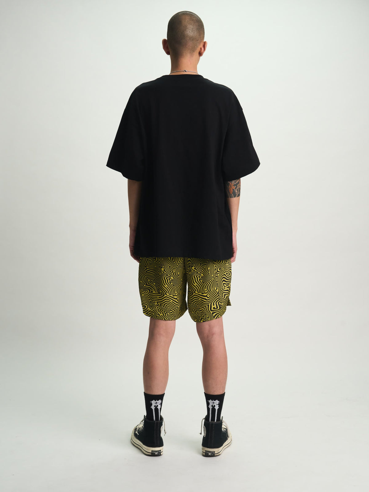 CLYDE ELASTICATED SHORT | BLACK TOPOGRAPHY