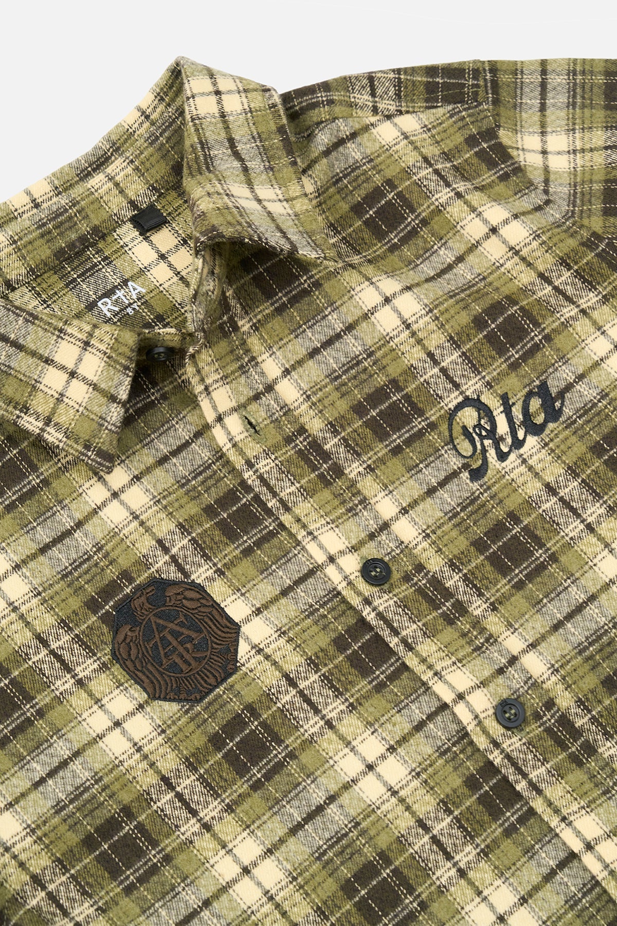 KIDS RANE BUTTON UP SHIRT | OLIVE PLAID