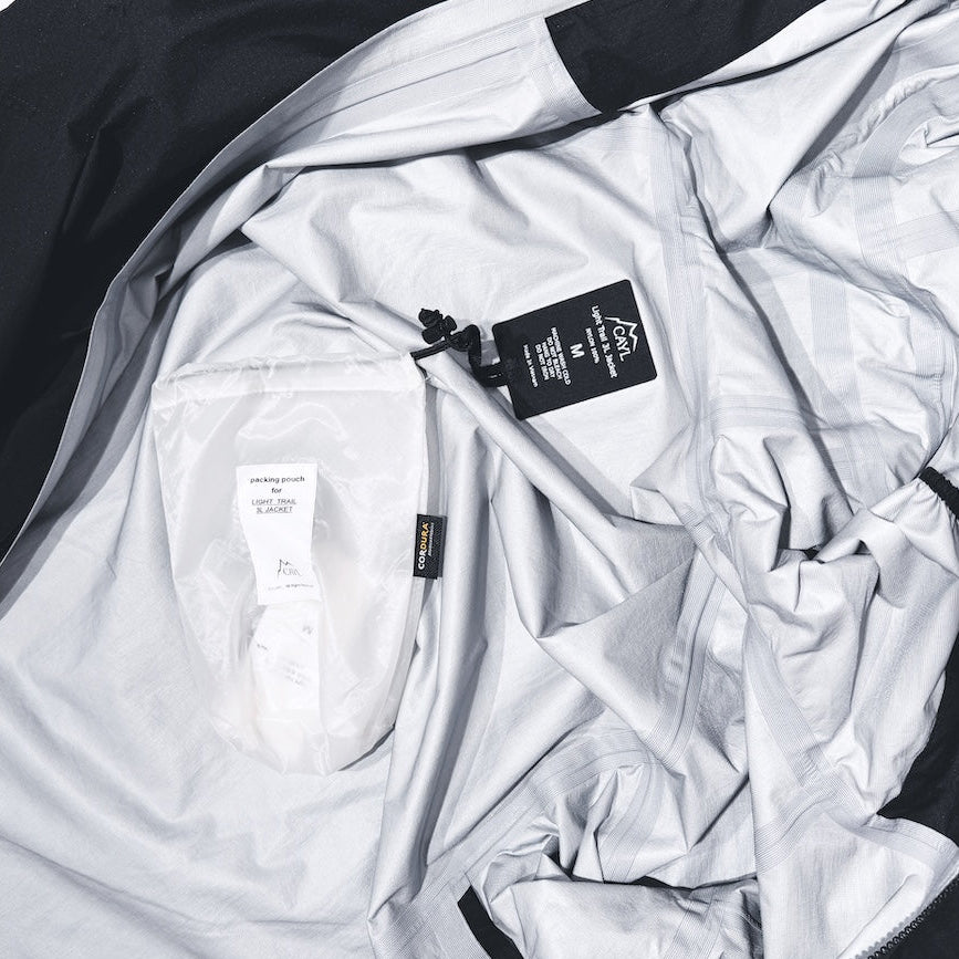 cayl, light trail 3 layer rain jacket, black.