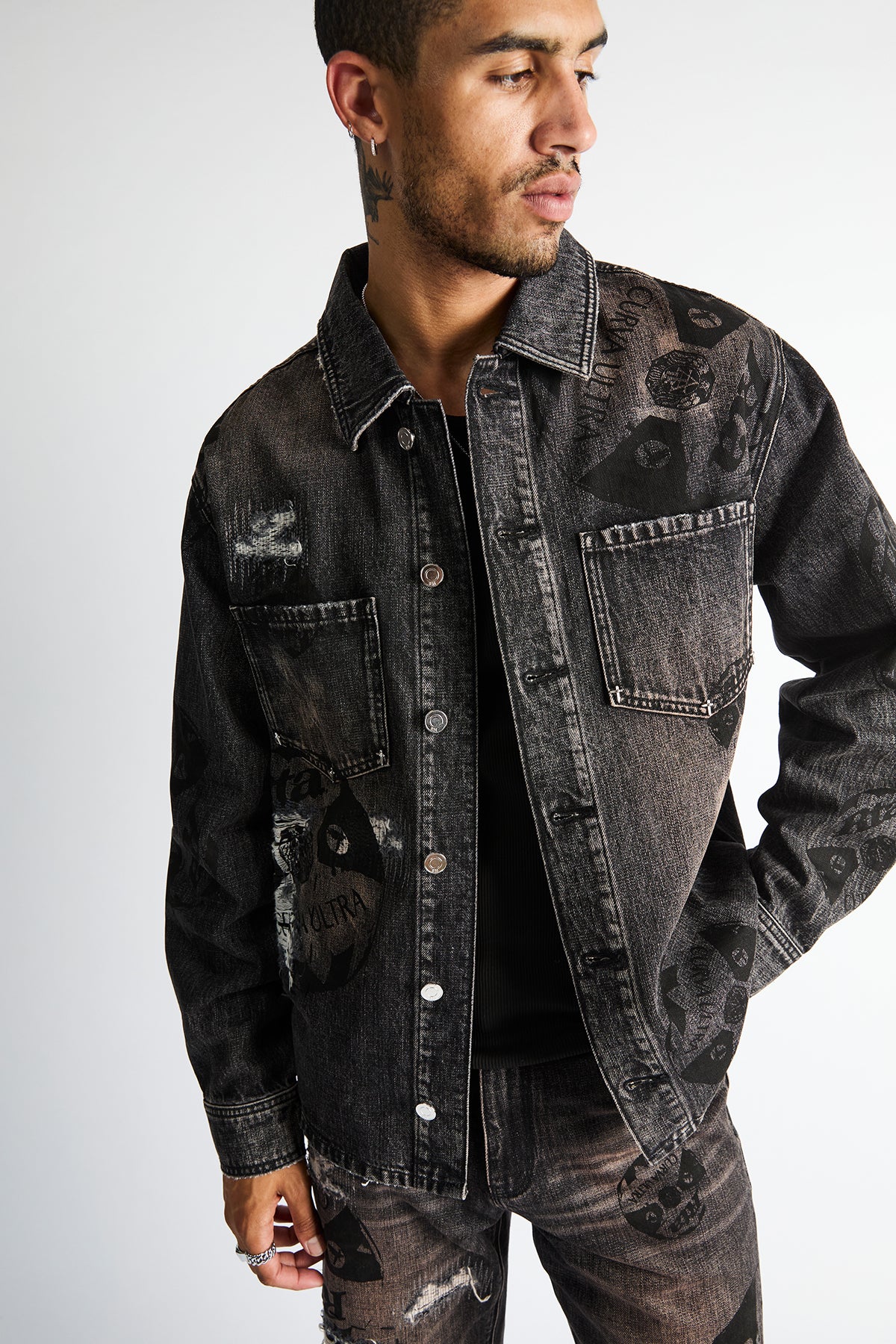 NORRIS DENIM SHACKET | CHARCOAL EMBER ALLOVER SOCCER
