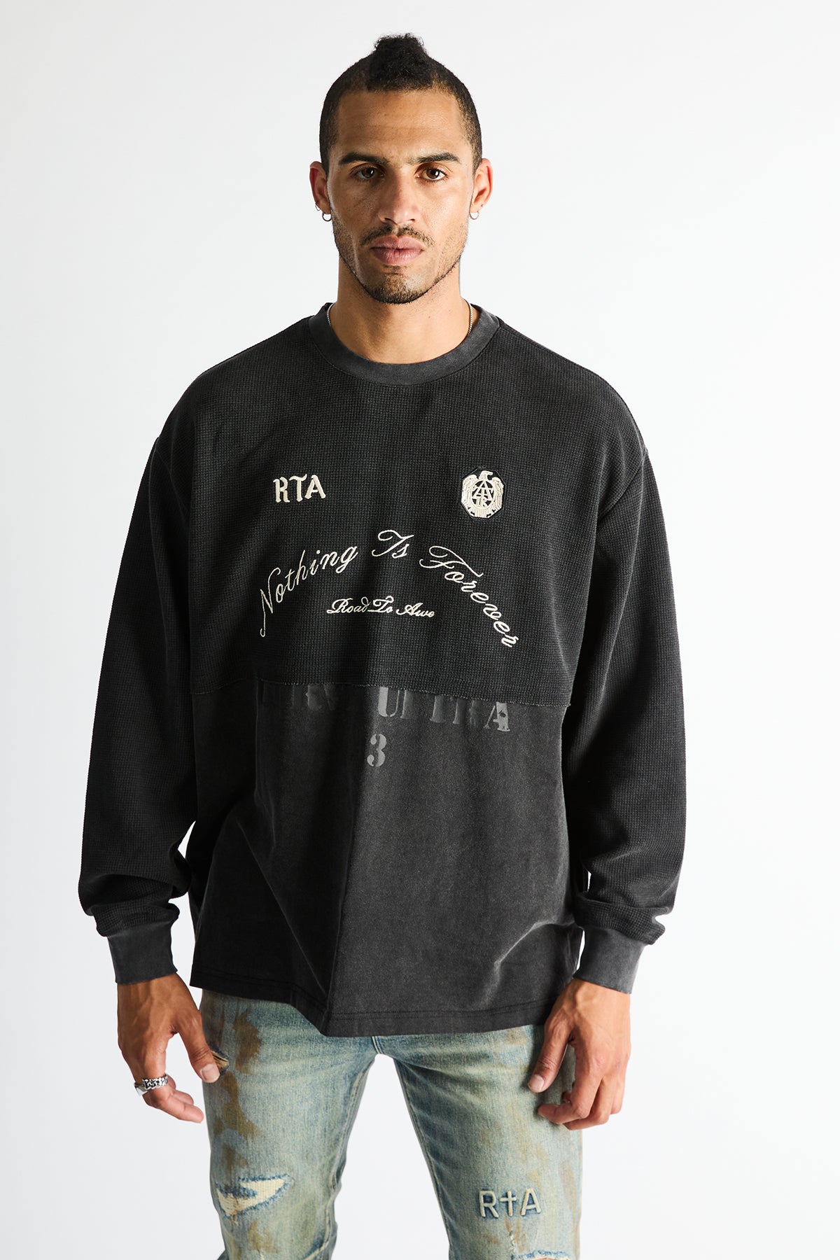 DARIO CONTRAST PANEL SWEATSHIRT | VINTAGE BLACK