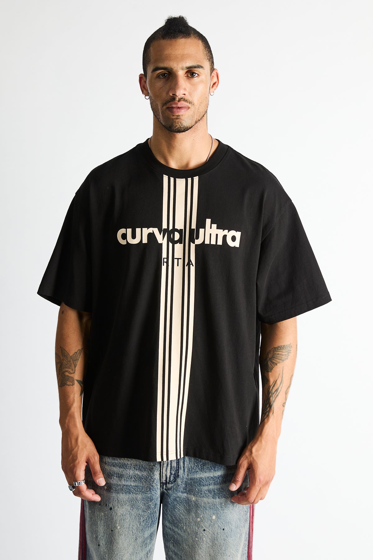 COLIN OVERSIZED TEE | BLACK ULTRA STRIPES