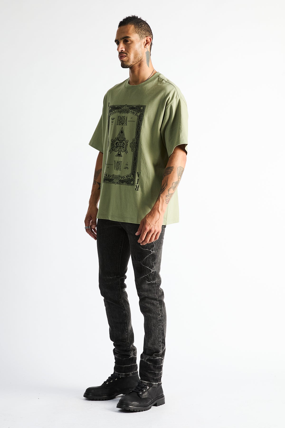 COLIN OVERSIZED TEE | OIL GREEN MONEY