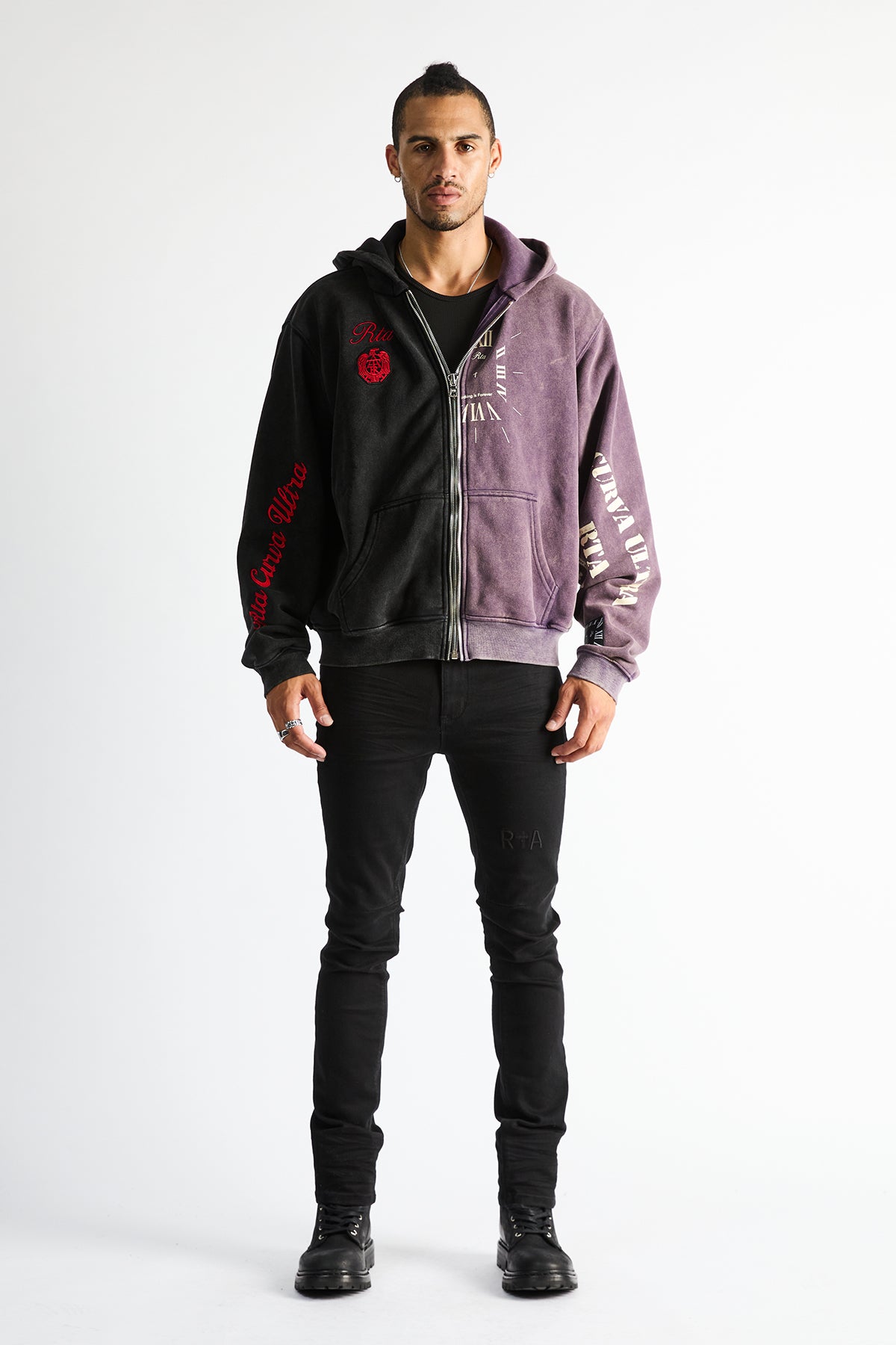 RIKO HALF ZIP UP | BLACK DEEP PURPLE COMBO