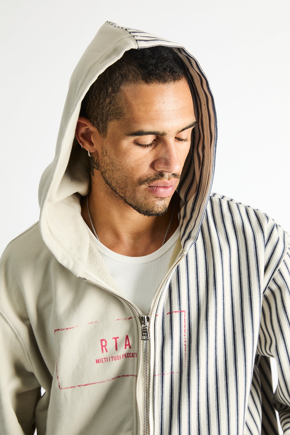 RIKO HALF ZIP UP | GREY STRIPE COMBO
