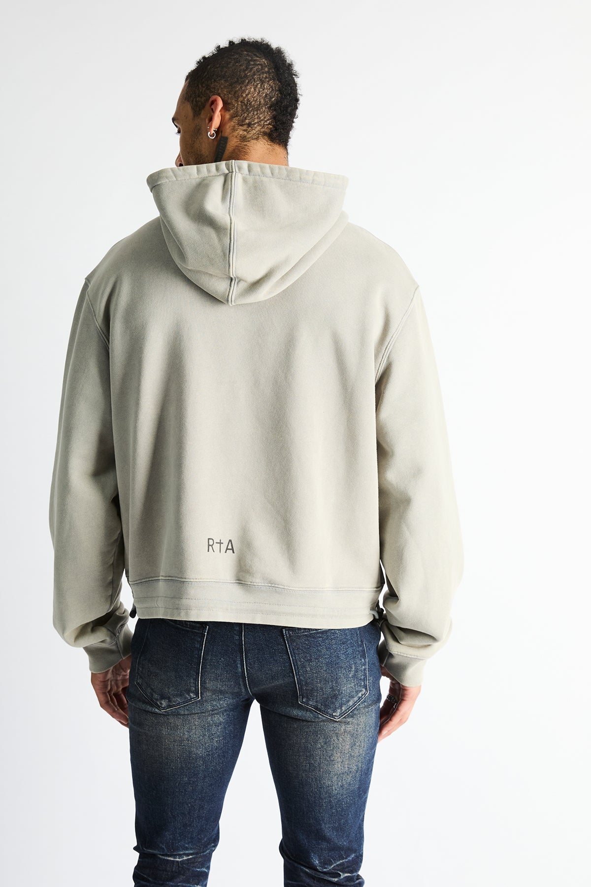KAM CROPPED OVERSIZED HOODIE | DUSTED GREY MONEY STAMP
