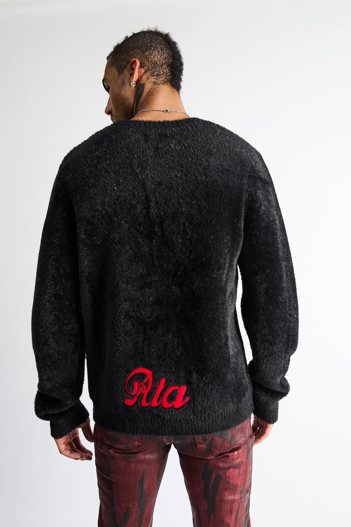 ETHAN LOOSE FIT CREW NECK SWEATER | BLACK CURVA ULTRA