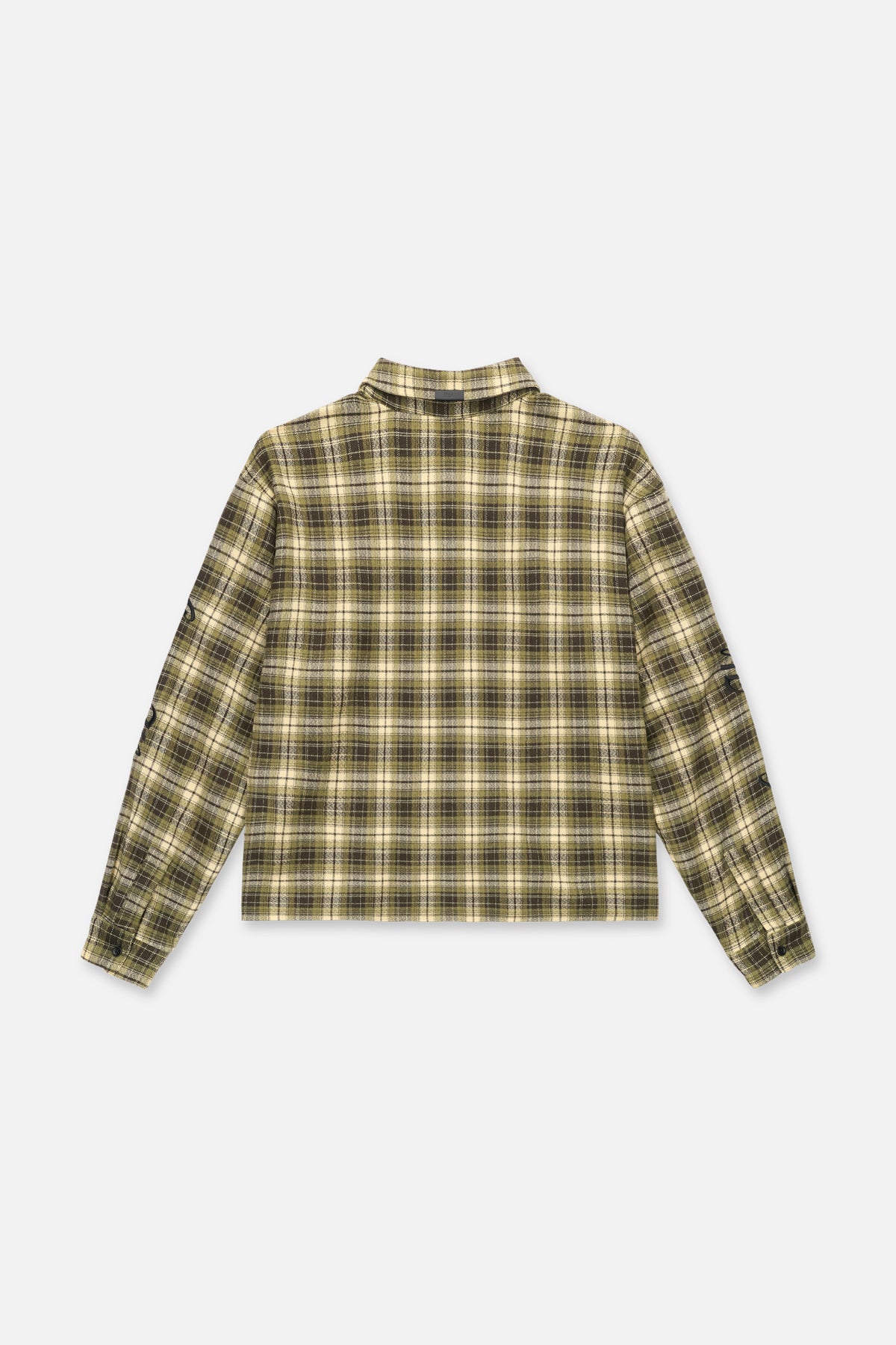 RYNOR CROPPED BUTTON UP SHIRT | OLIVE PLAID