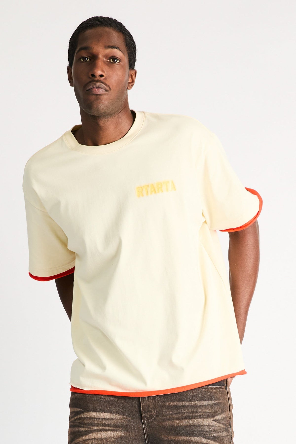 ELIAN DOUBLE LAYERED SHORT SLEEVE TEE | RAW SAND RTA