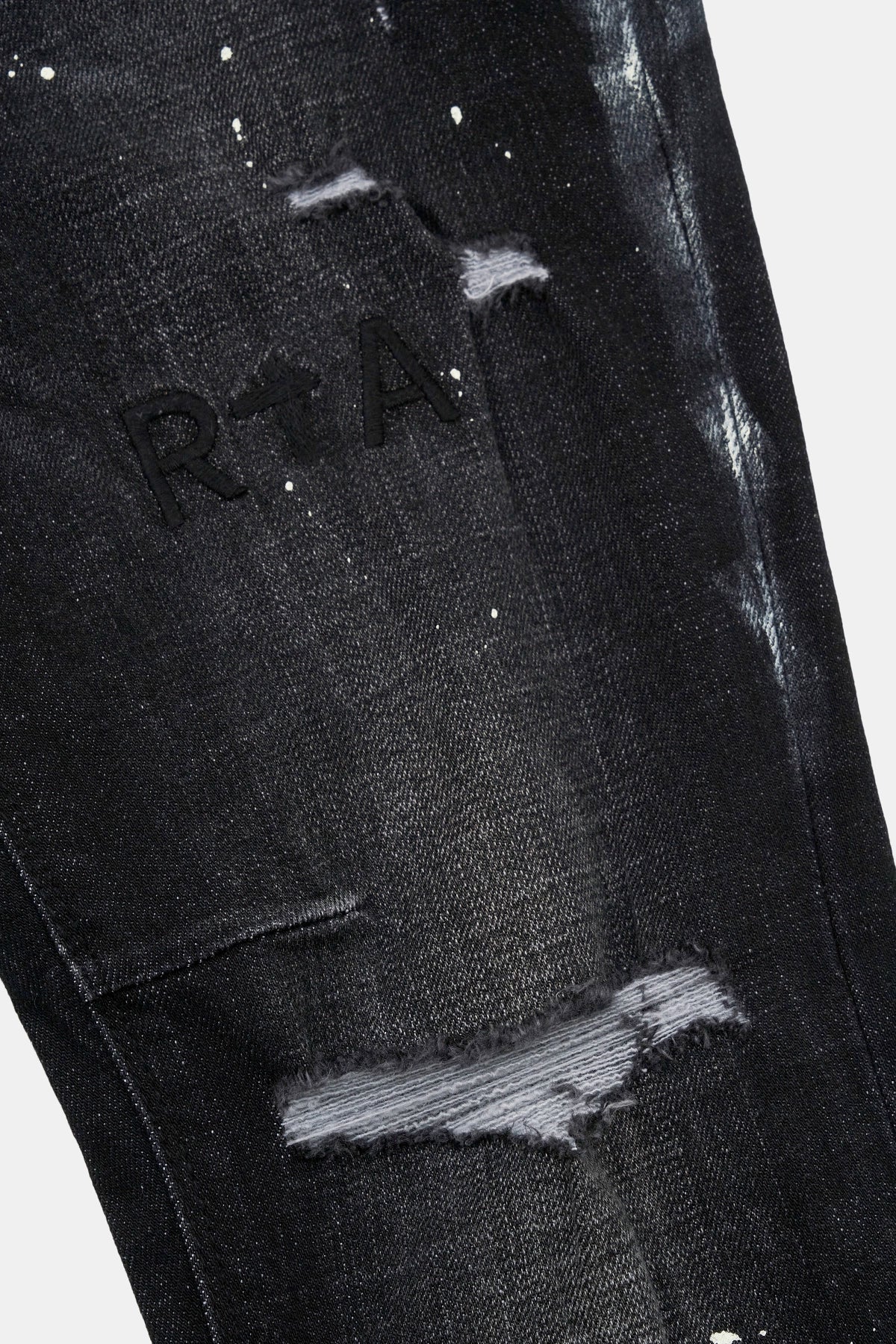CLAYTON RIPPED JEAN | DISTRESSED CHARCOAL PAINT SPLATTER