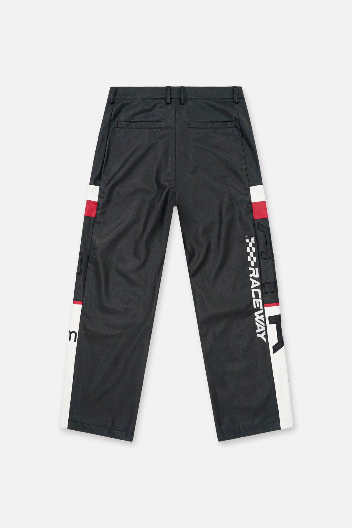 KIAN FAUX LEATHER MOTO PANT | BLACK WHITE MOTORSPORTS