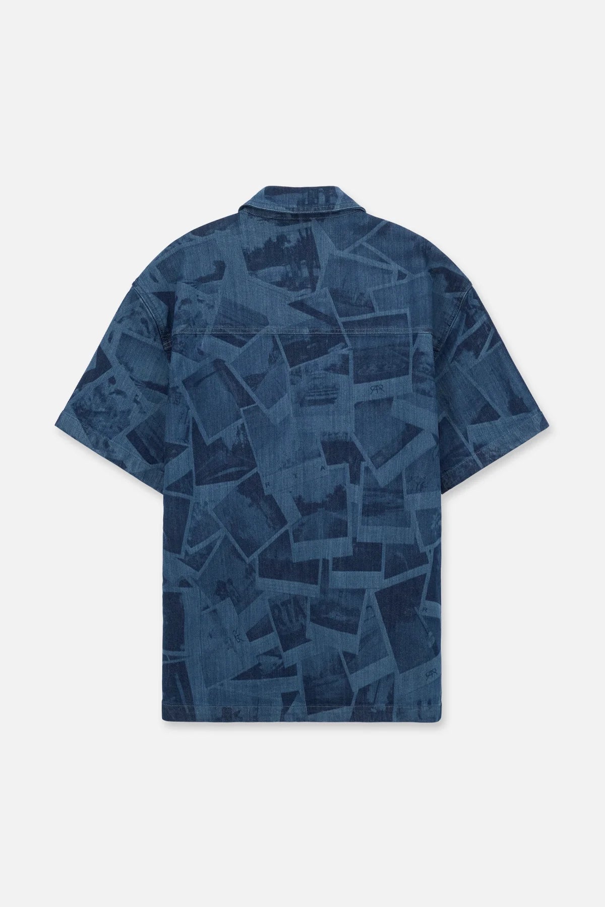 SHORT SLEEVE CHEST POCKET SHIRT | INDIGO PHOTO COLLAGE