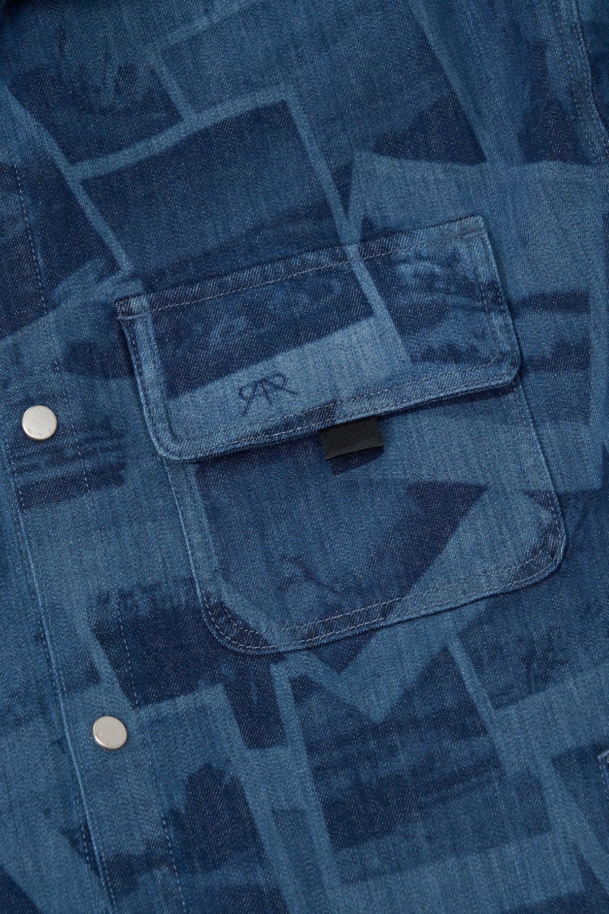 SHORT SLEEVE CHEST POCKET SHIRT | INDIGO PHOTO COLLAGE