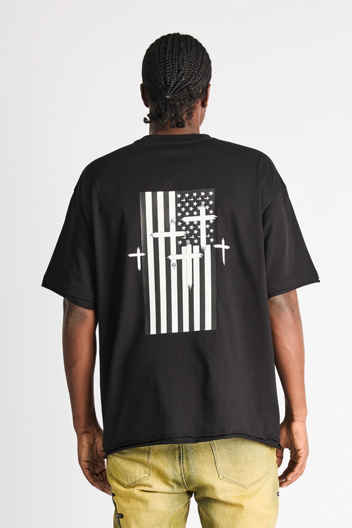 ELIAN DOUBLE LAYERED TEE | BLACK RTA FLAG