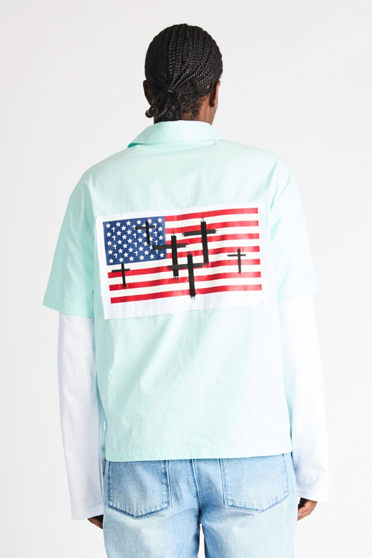 ERIK DOUBLE LAYERED SHIRT | BLUE LIGHT RTA FLAG