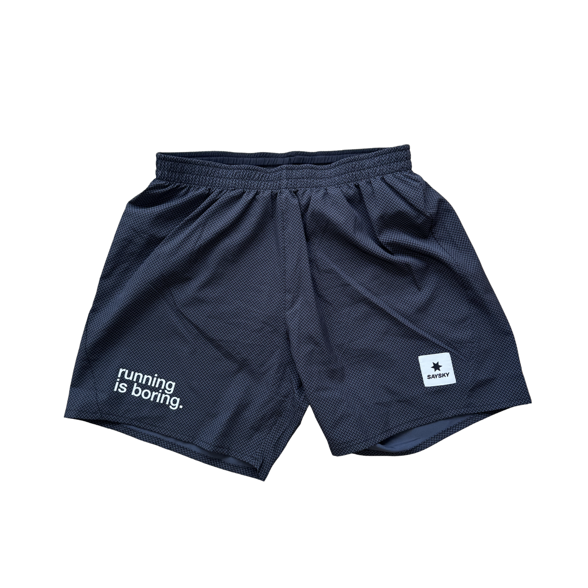 saysky mens zig zag 5" shorts, black.