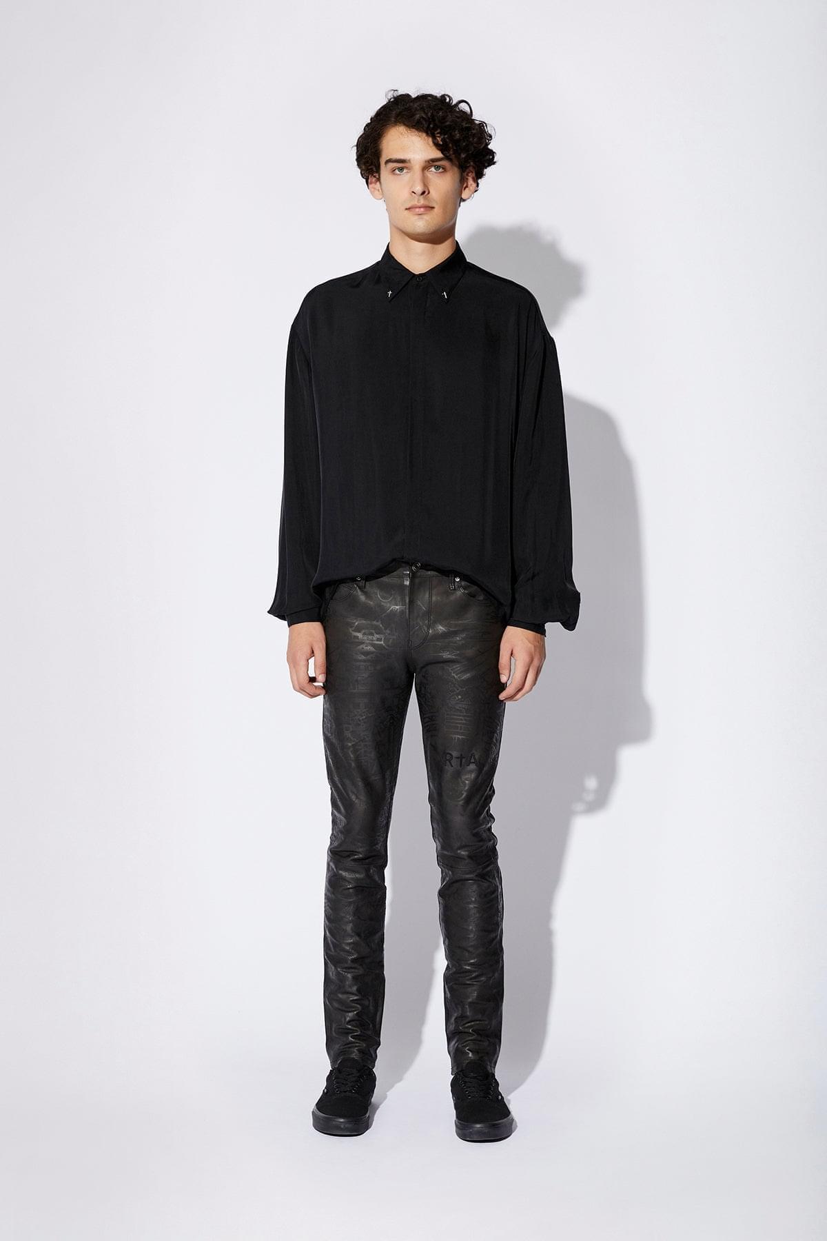 AKIO LEATHER PANT | BLACK PORCELAIN