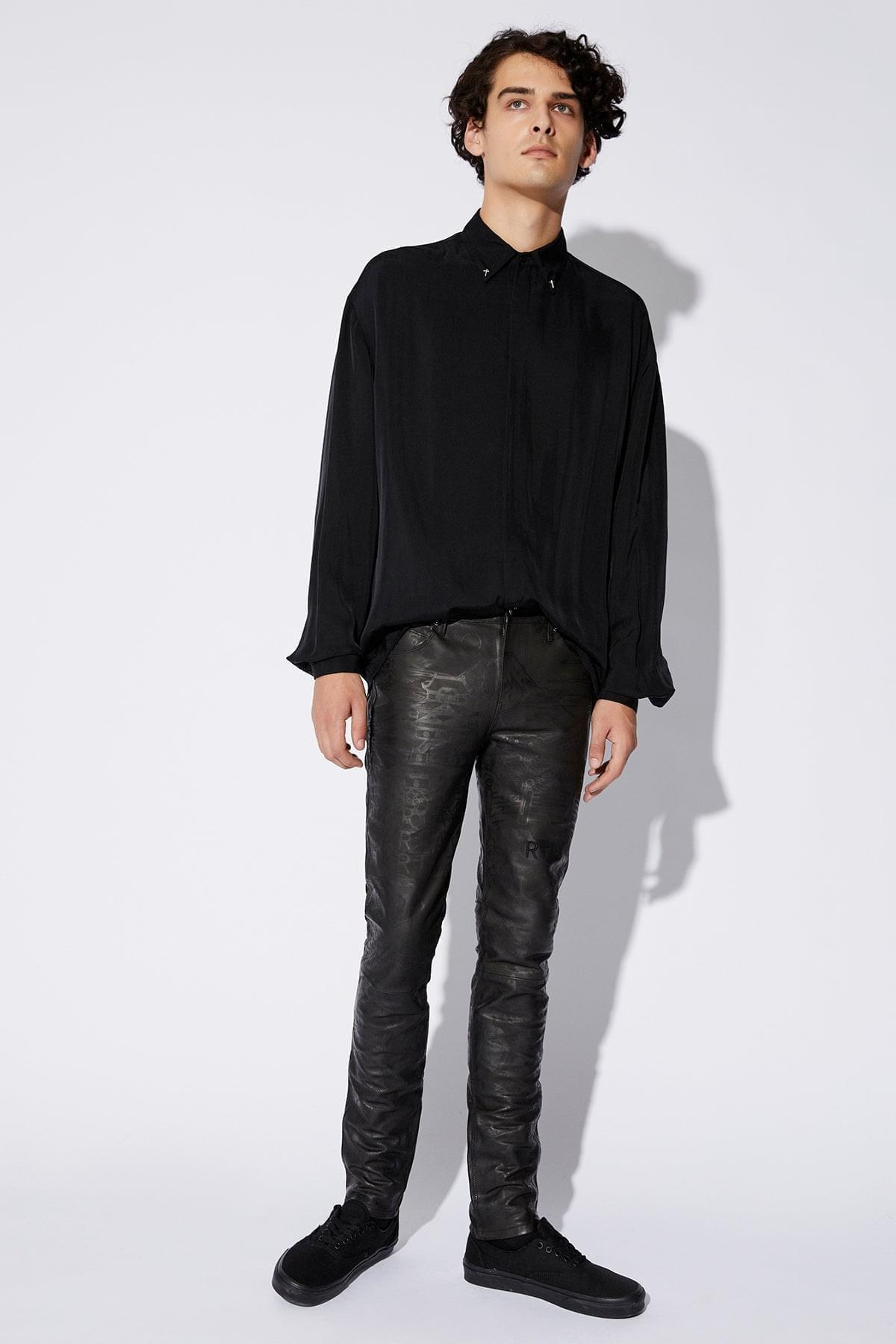 AKIO LEATHER PANT | BLACK PORCELAIN