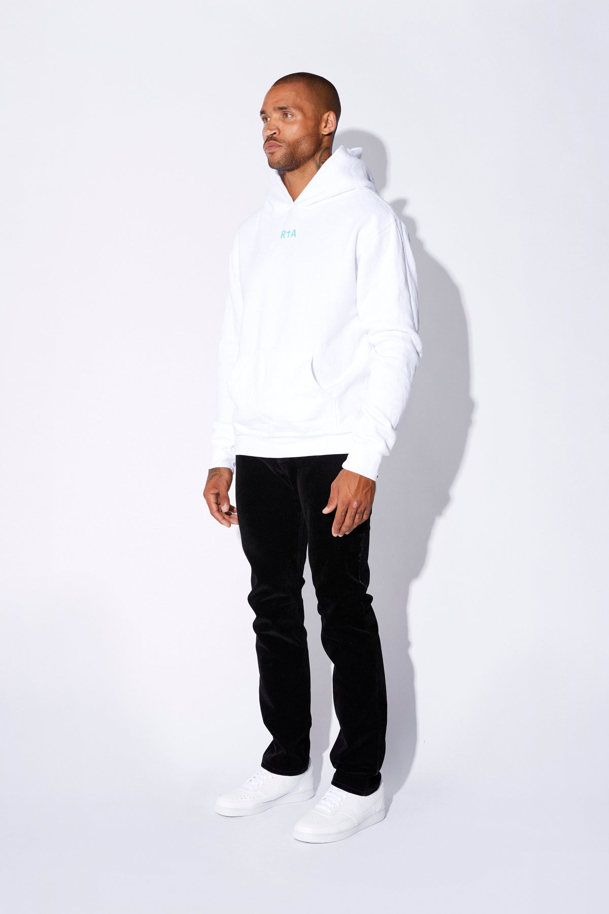 NASH HOODIE | WHITE BLUE FRONT SMALL LOGO