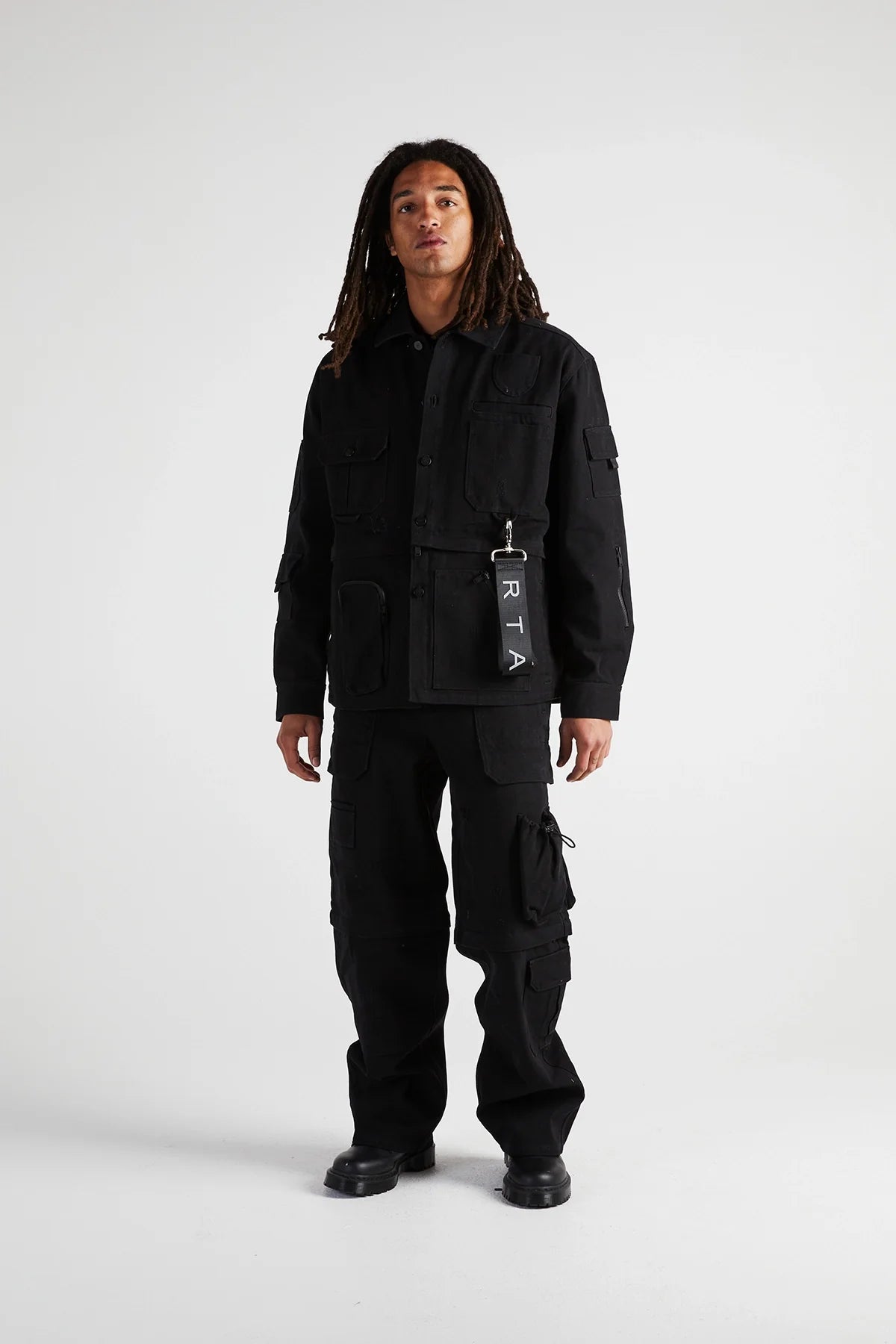MULTI POCKET CARGO PANT | BLACK DESTROYED