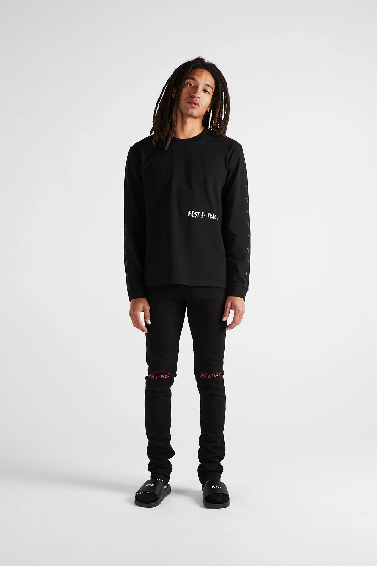 BRYANT RIPPED SKINNY JEAN | BLACK RED REST IN PEACE