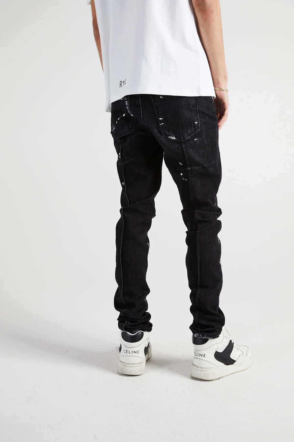 CLAYTON RIPPED JEAN | DISTRESSED CHARCOAL PAINT SPLATTER