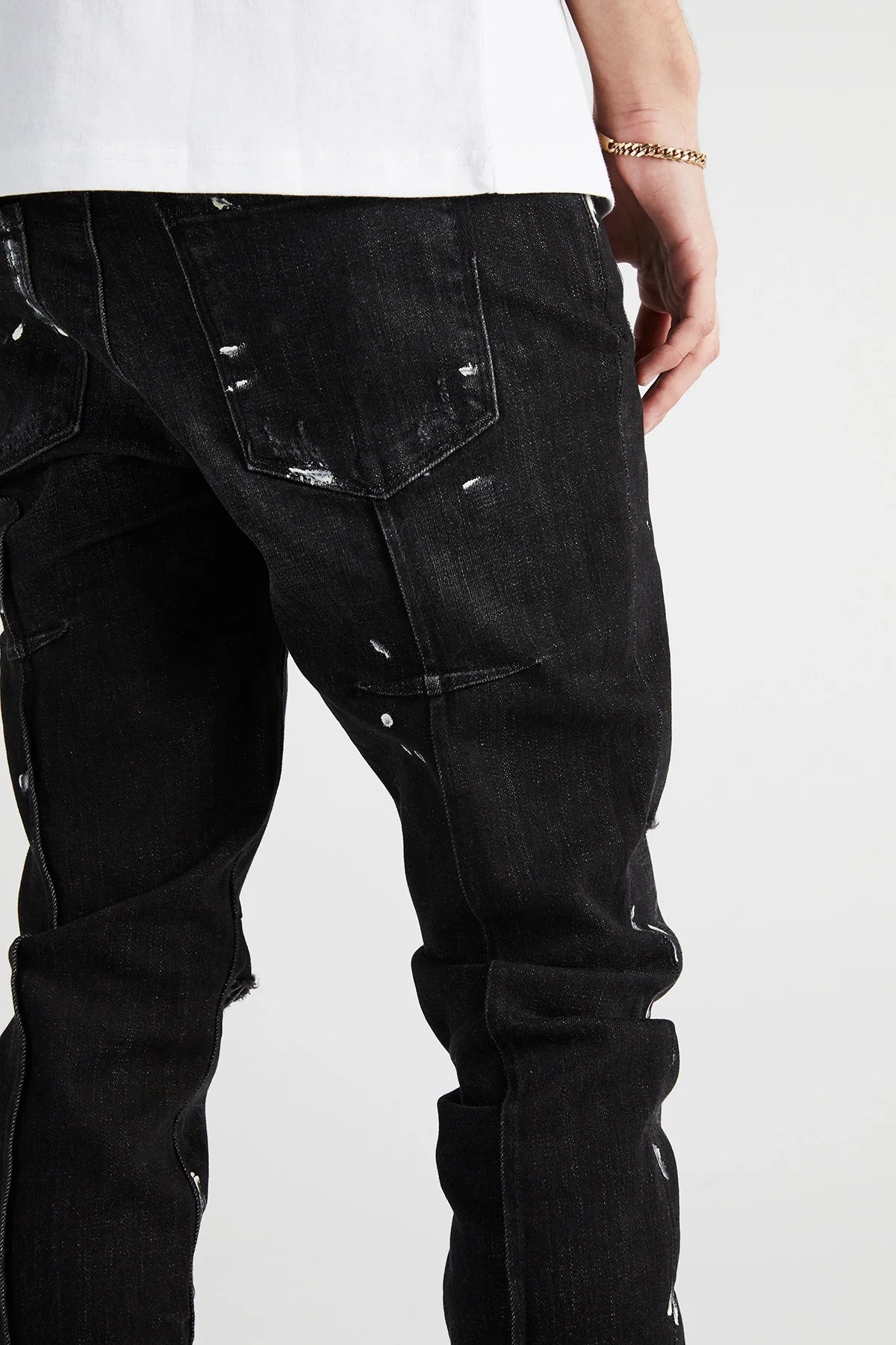 CLAYTON RIPPED JEAN | DISTRESSED CHARCOAL PAINT SPLATTER