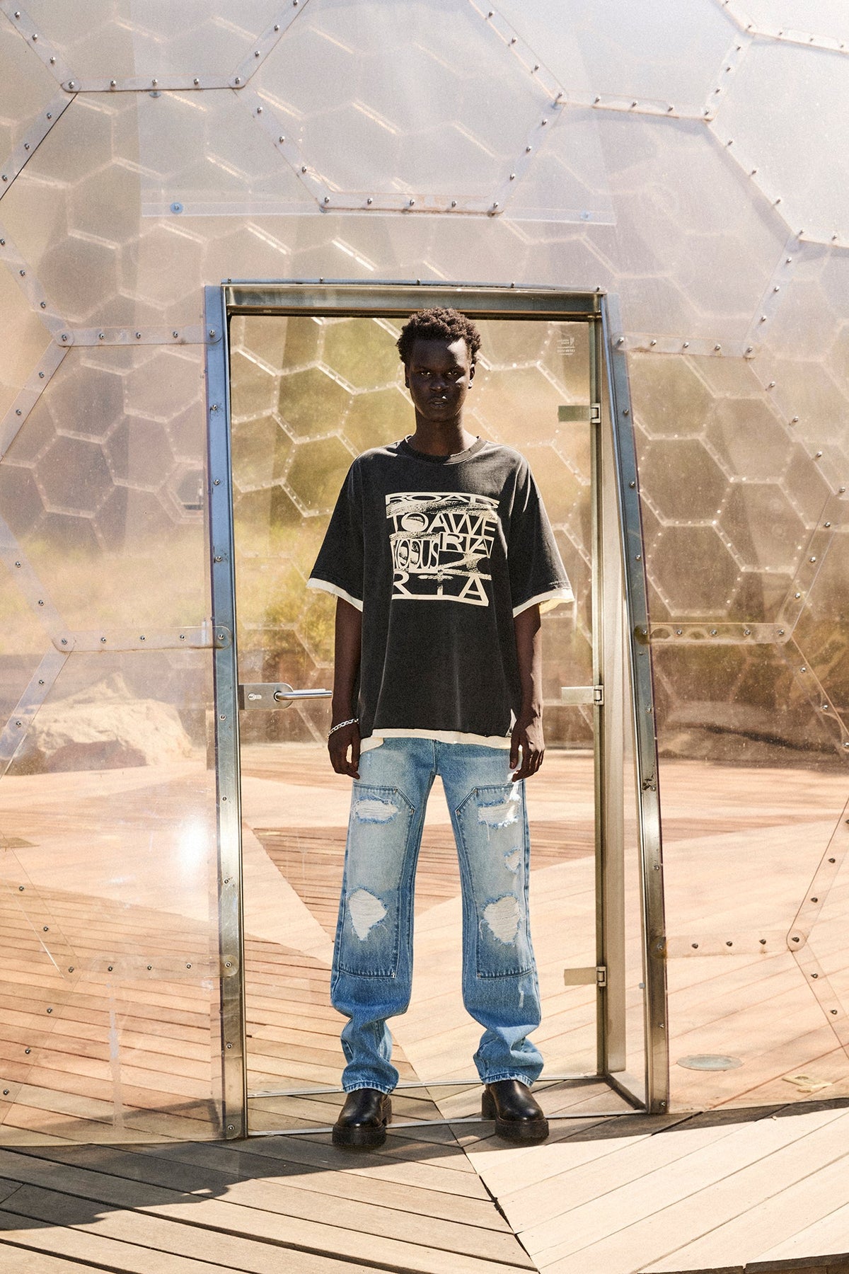 ELIAN DOUBLE LAYERED TEE | BLACK EXODUS