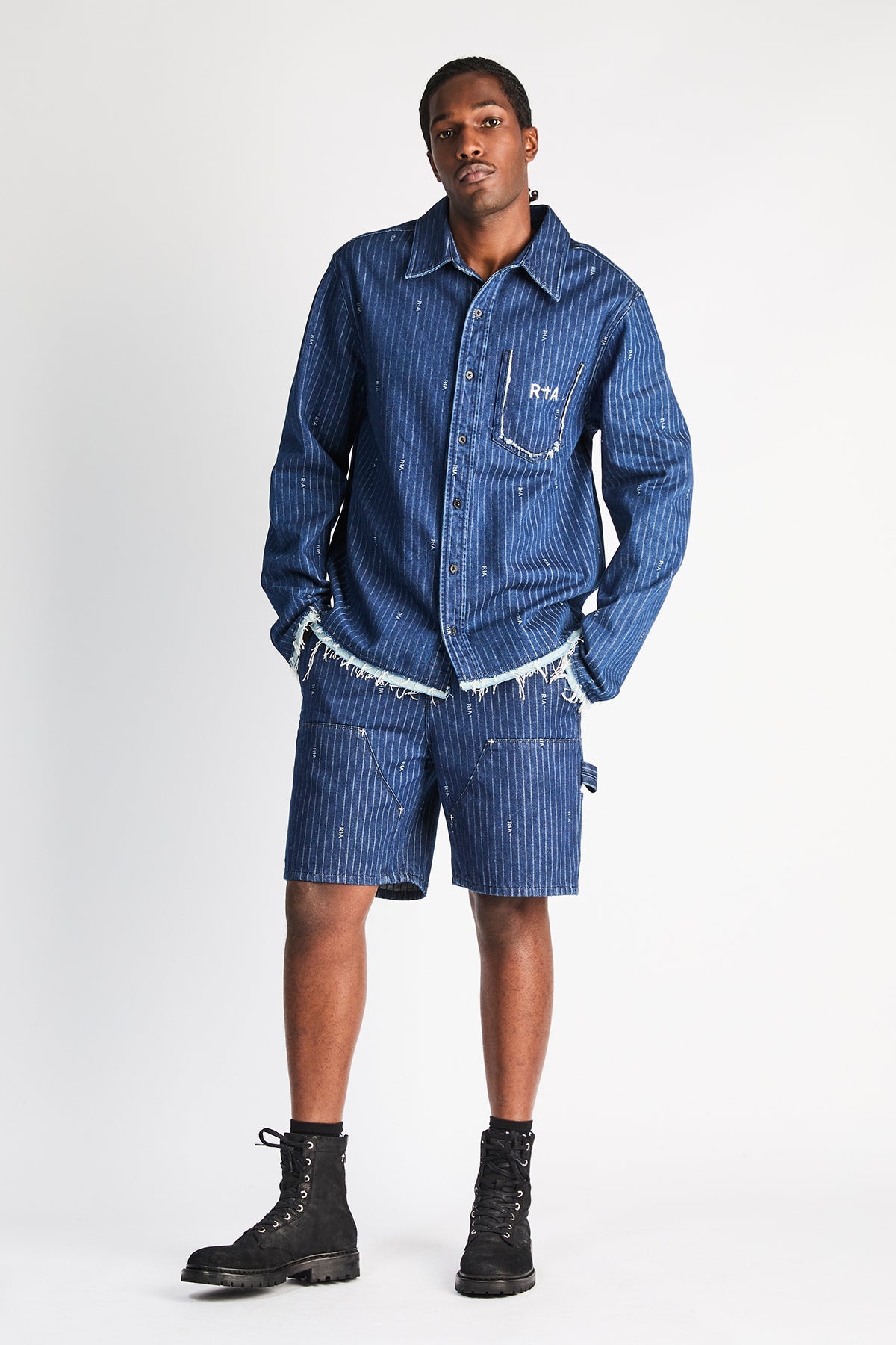DANTE CARPENTER DENIM SHORT | BLUE PINSTRIPE RTA
