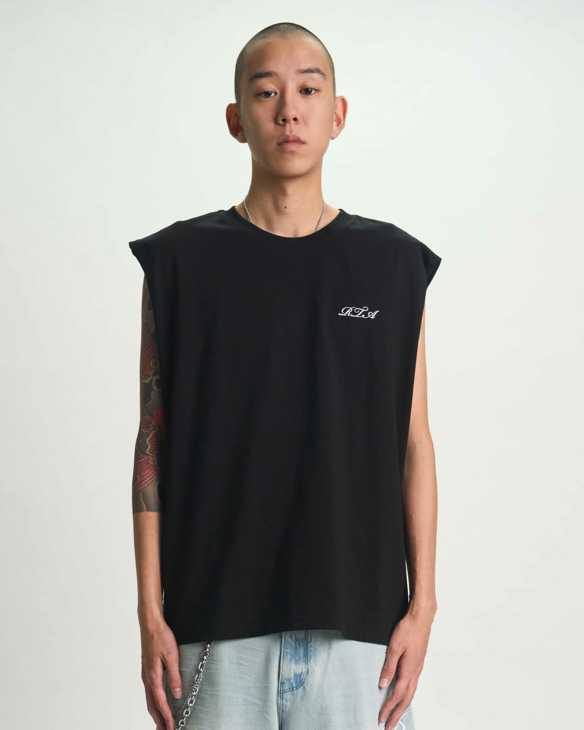 TERRY MUSCLE TEE | BLACK CURSIVE