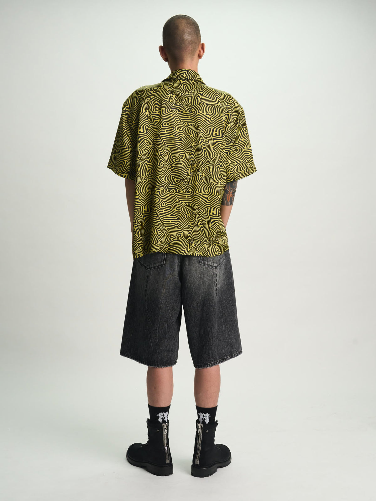 ZENO ZIP UP SHIRT | BLACK TOPOGRAPHY