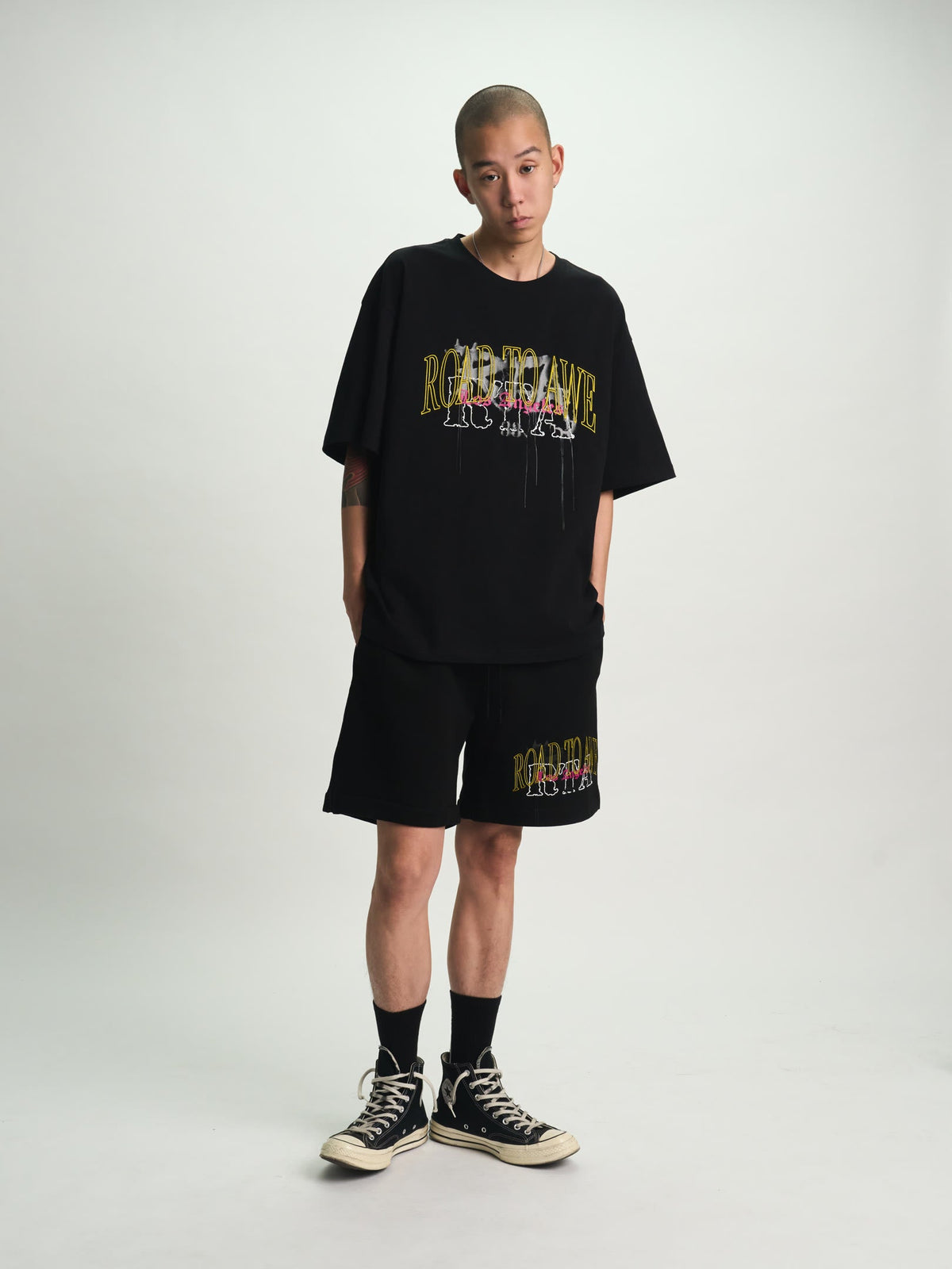 COLIN OVERSIZED SHORT SLEEVE TEE | BLACK MIXED LOGO