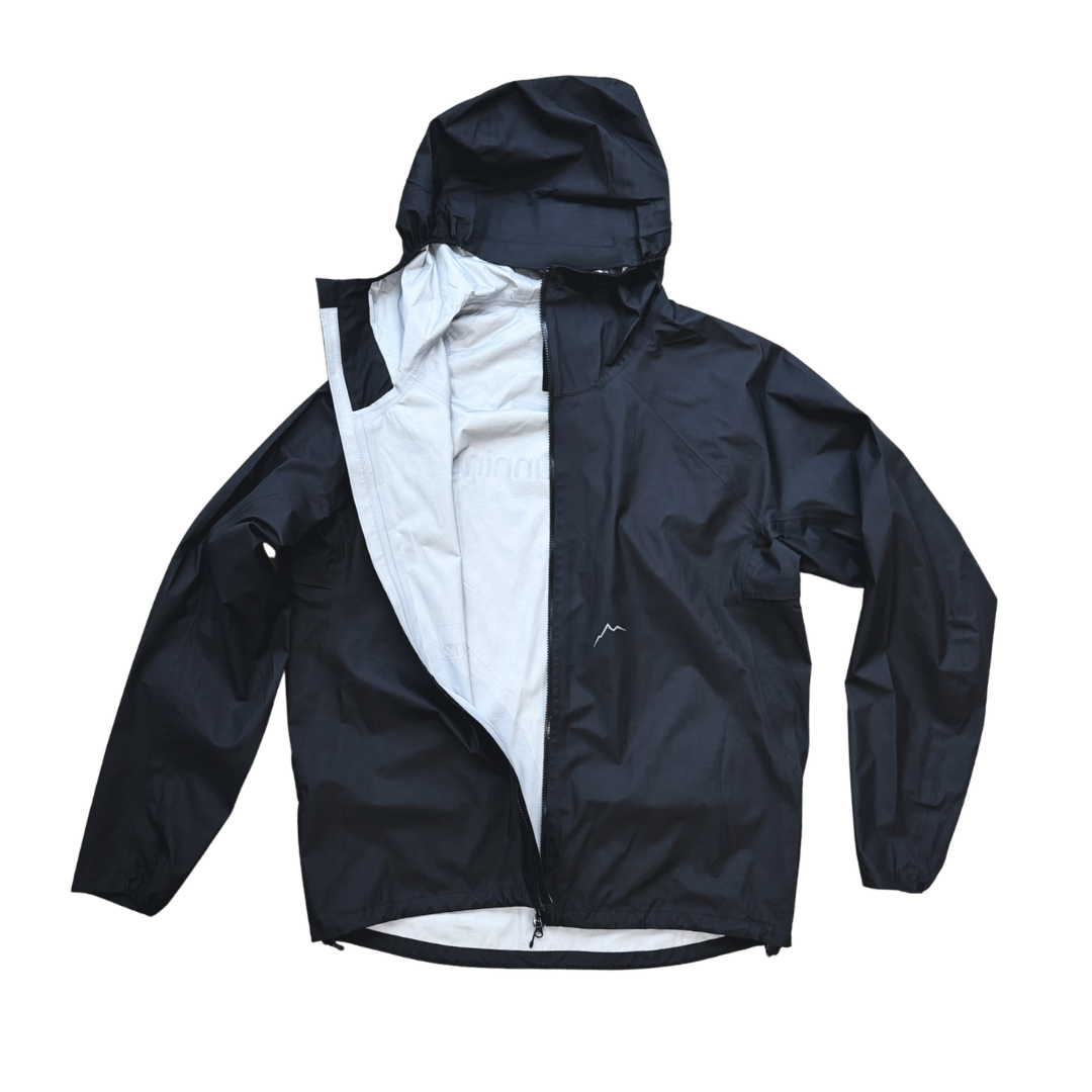 cayl, light trail 3 layer rain jacket, black.