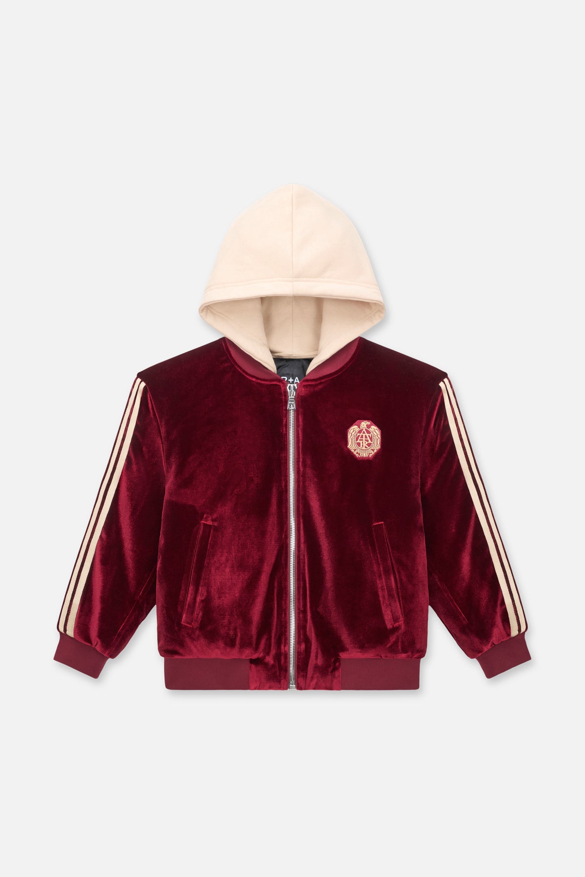 KIDS RIAN HOODED BOMBER | BURGUNDY CREST