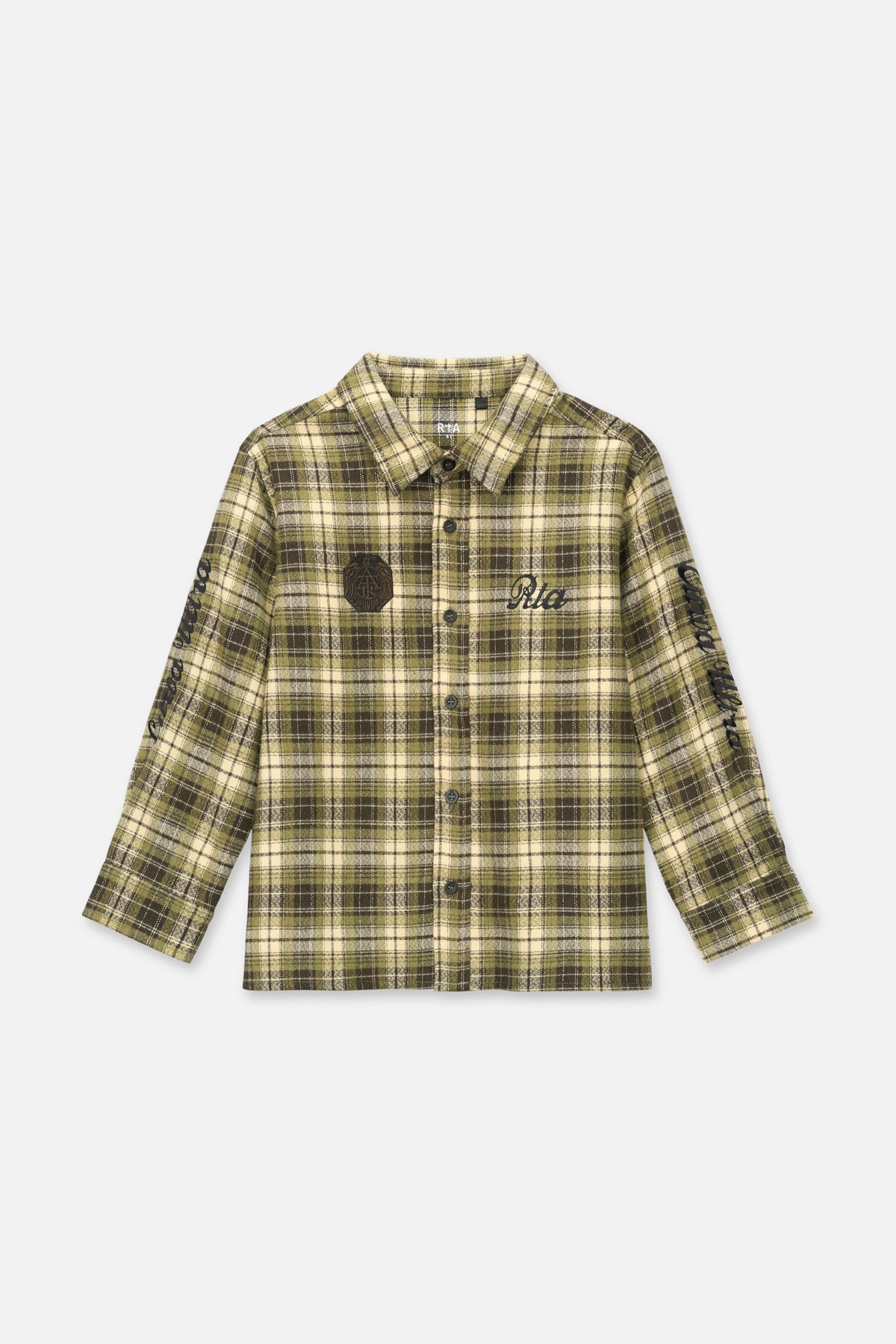 KIDS RANE BUTTON UP SHIRT | OLIVE PLAID