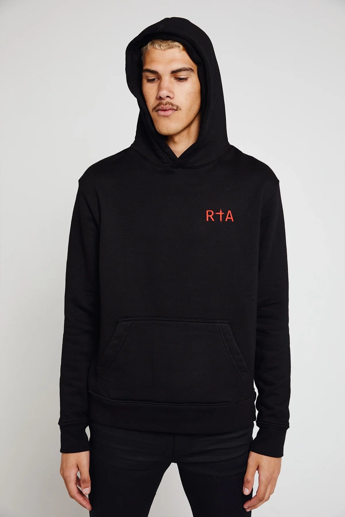 DION HOODIE | BLACK RED LONG CROSS