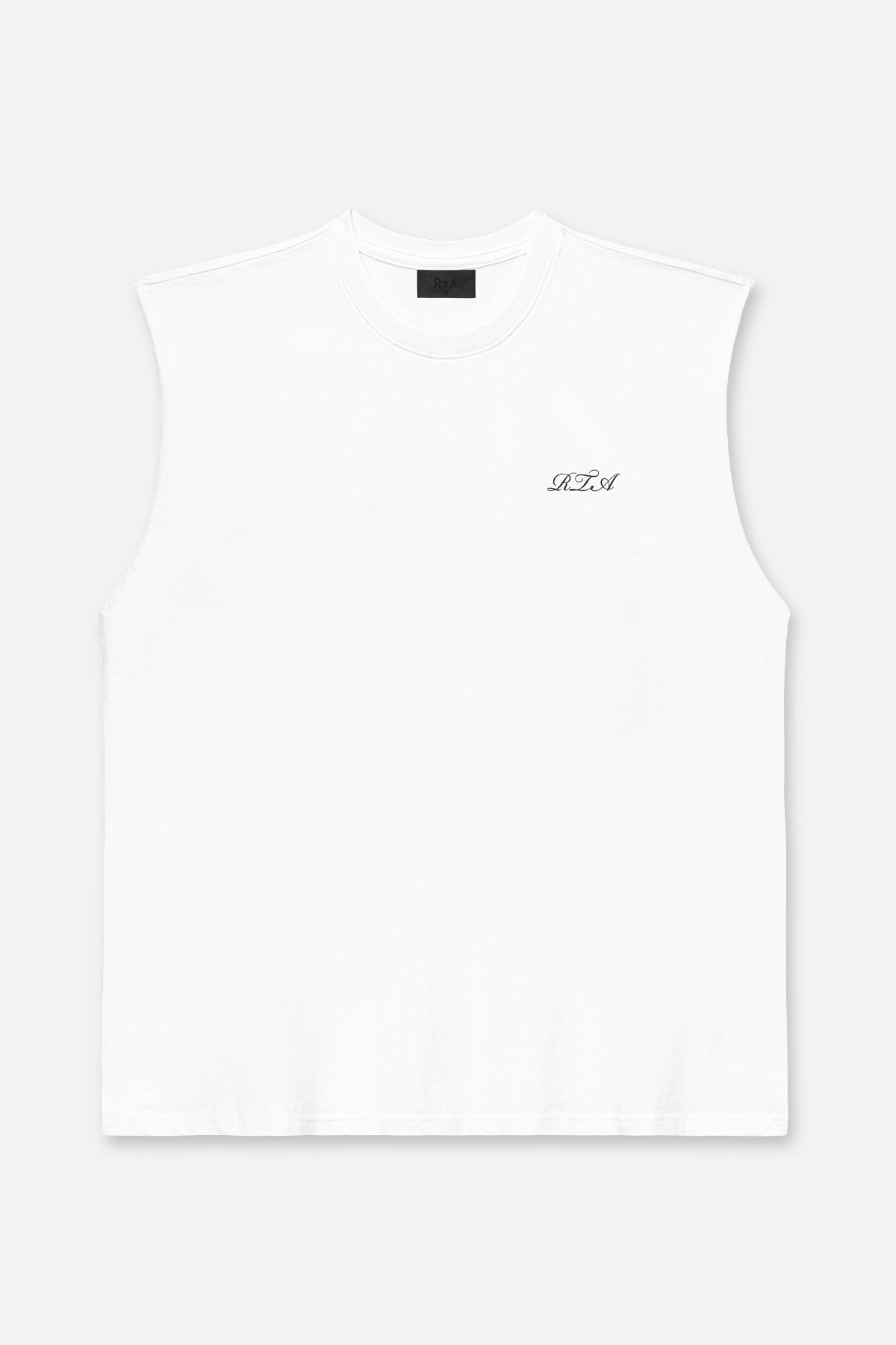 TERRY MUSCLE TEE | WHITE CURSIVE