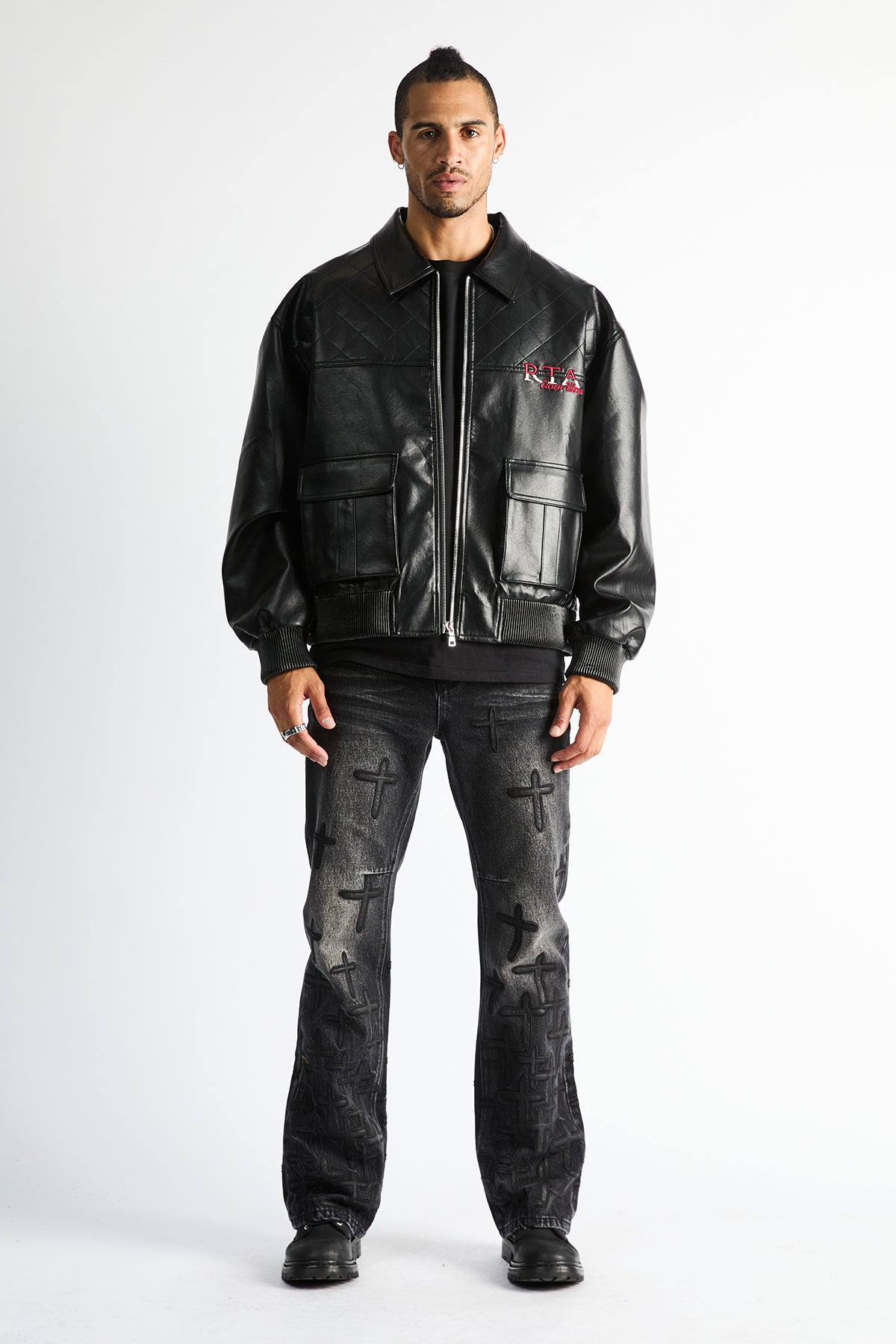MAEL SLIM FLARE JEAN | GRAPHITE DESCENDING CROSS