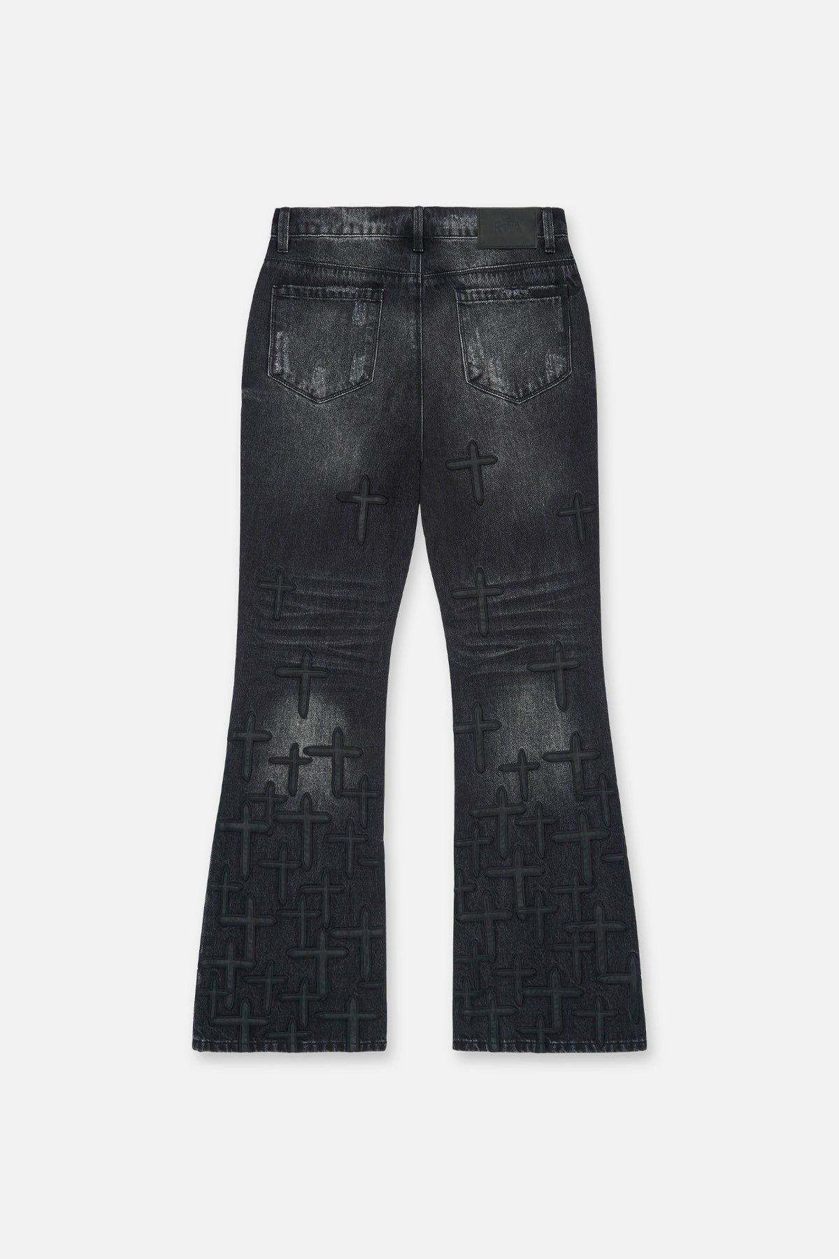 MAEL SLIM FLARE JEAN | GRAPHITE DESCENDING CROSS