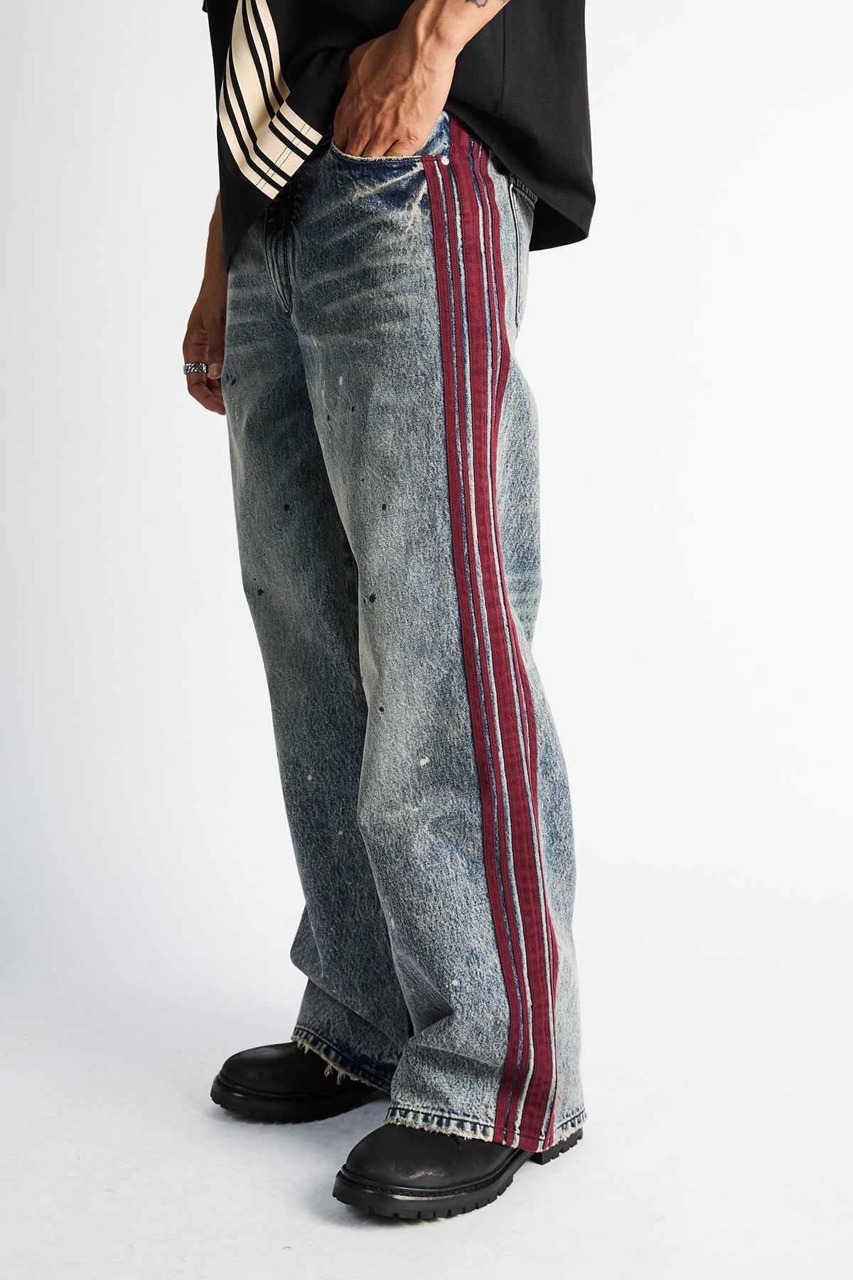 FRANCO WIDE LEG JEAN | MARINE PAINT STRIPE