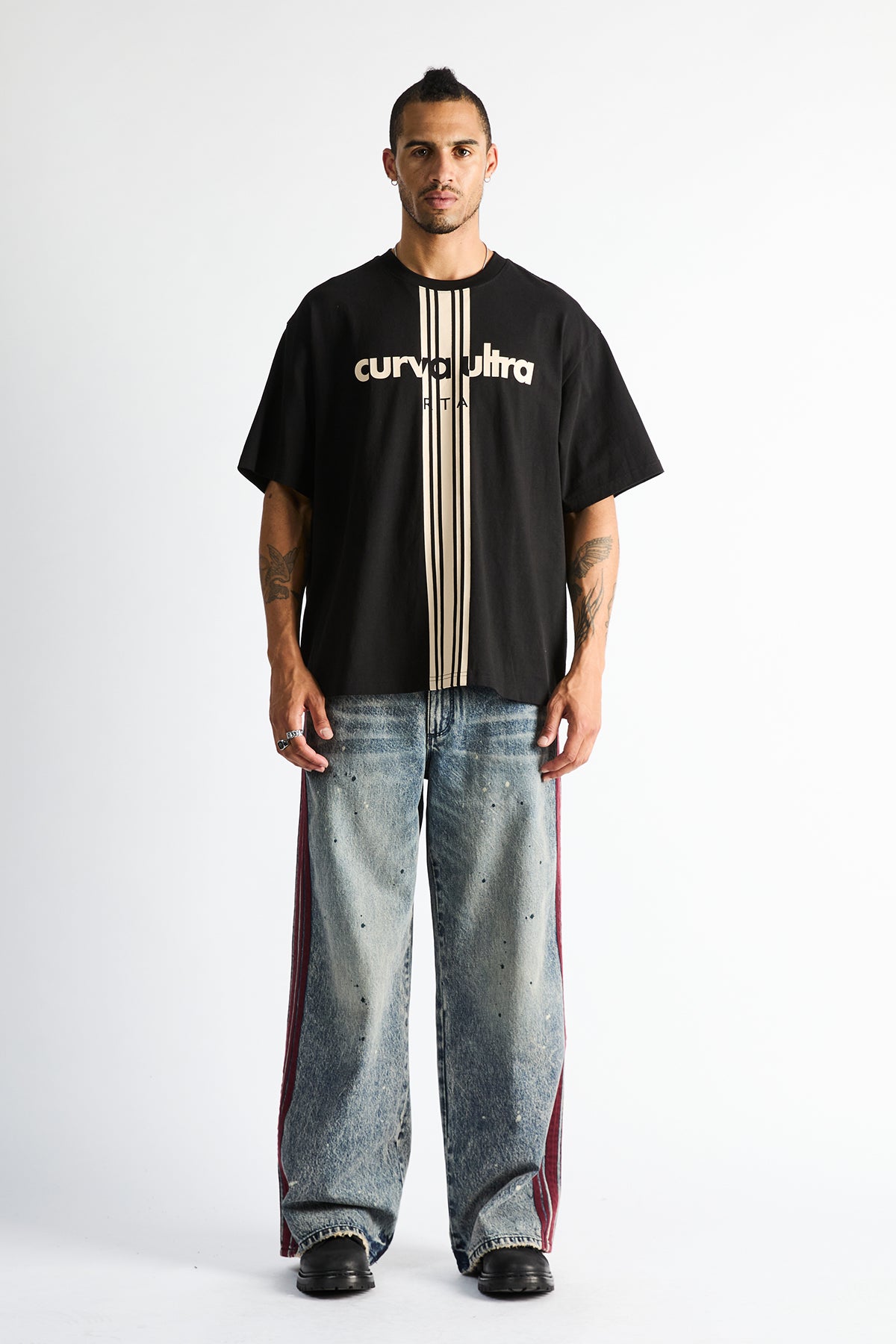FRANCO WIDE LEG JEAN | MARINE PAINT STRIPE
