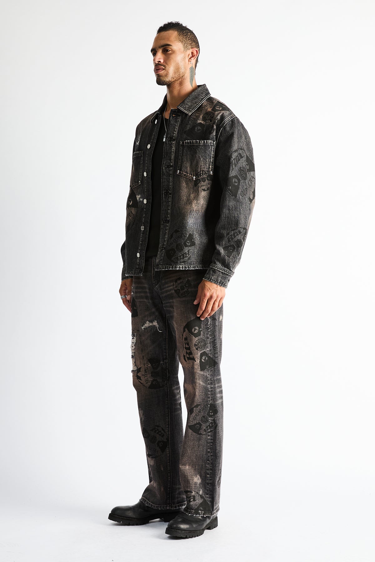 NORRIS DENIM SHACKET | CHARCOAL EMBER ALLOVER SOCCER