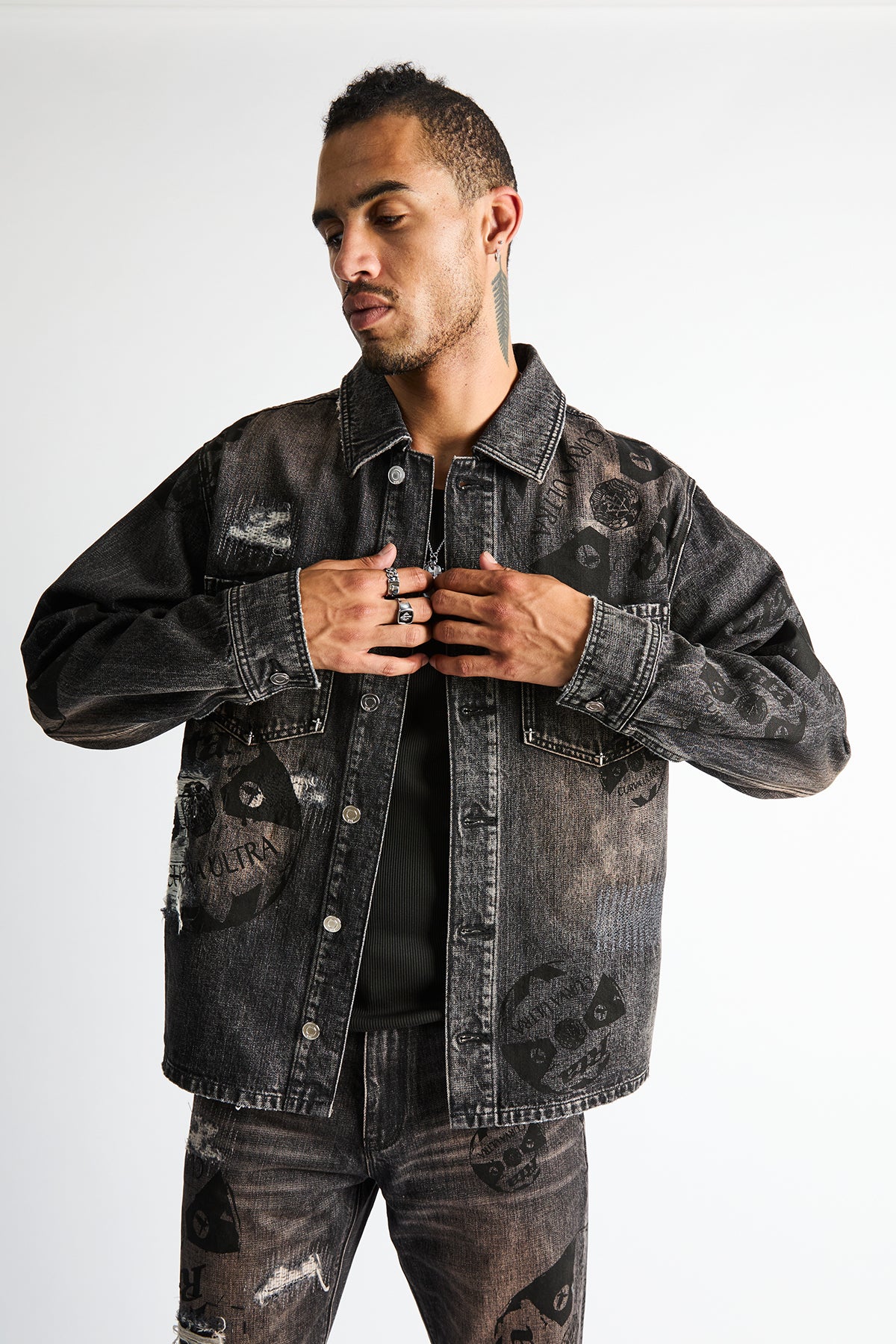 NORRIS DENIM SHACKET | CHARCOAL EMBER ALLOVER SOCCER