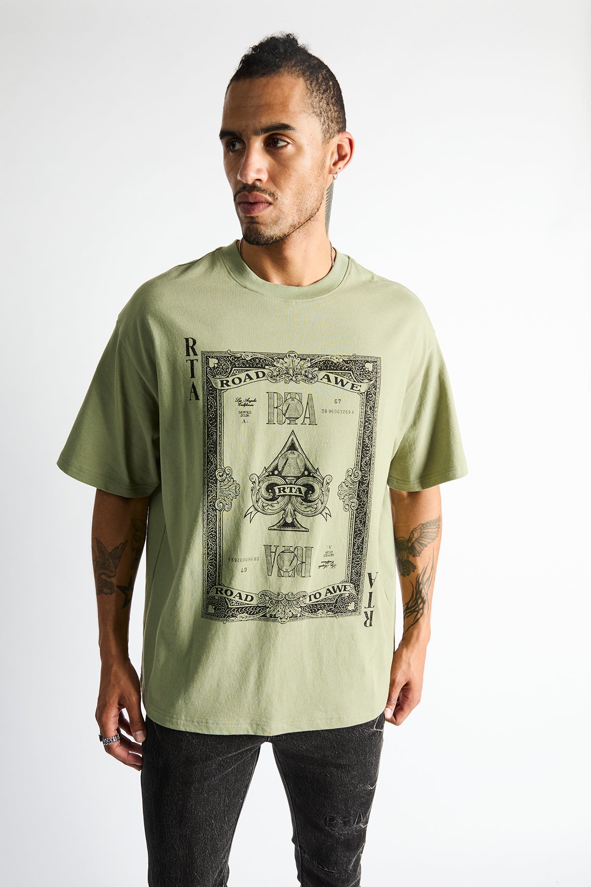 COLIN OVERSIZED TEE | OIL GREEN MONEY