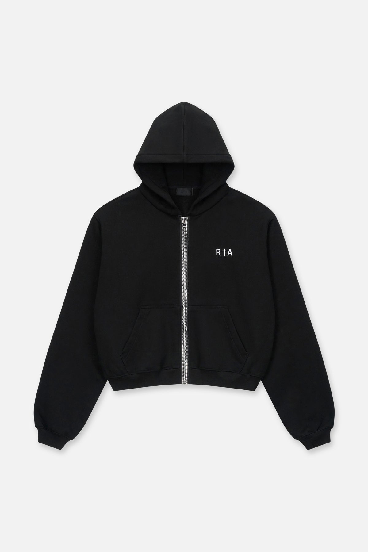 KAEN CROPPED ZIP UP HOODIE | BLACK LOGO